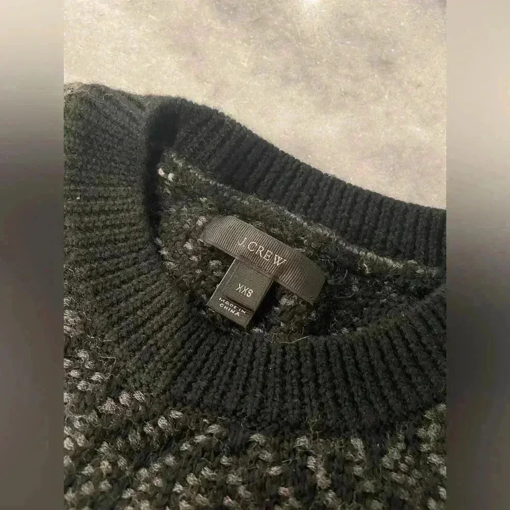 J. Crew Women Black Mixed Stitch Blanket Sweater Soft Cotton Wool Blend Size XXS - Image 5