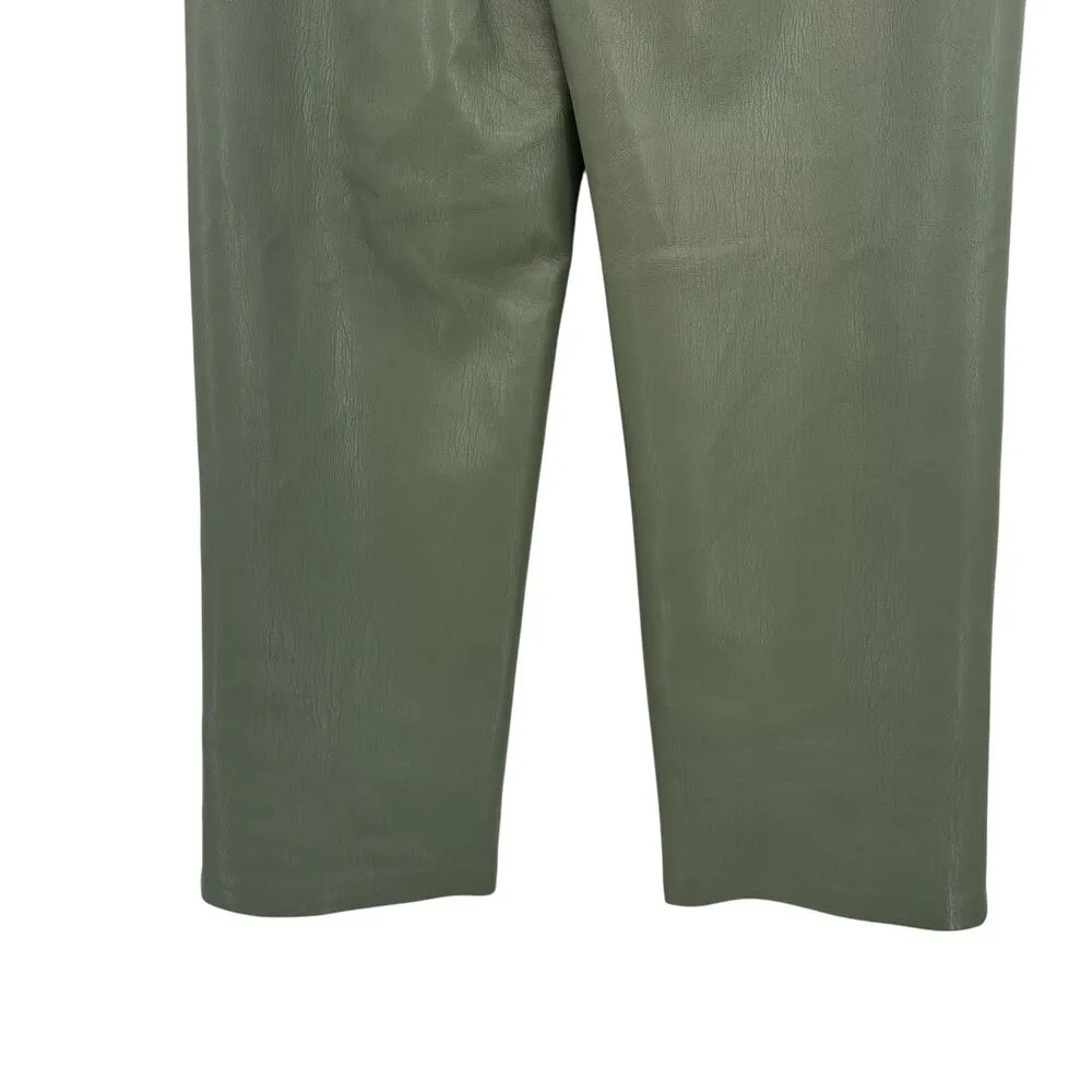 Aritzia Wilfred The Melina Pants Vegan Leather Cropped Sage‎ Green Size 00 - Image 6