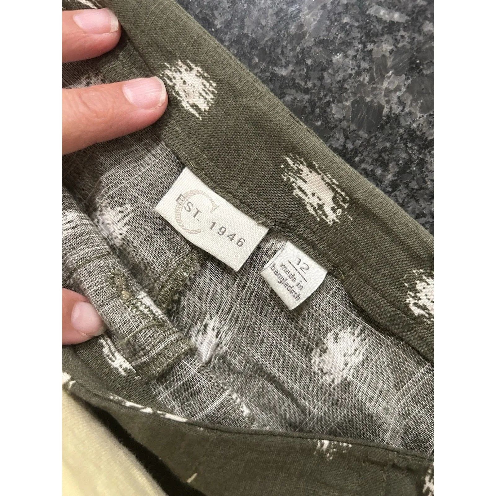 Women’s Size 12 Wide Leg Pants Olive Green Boho Granola Teacher Casual Fun Zip - Image 5