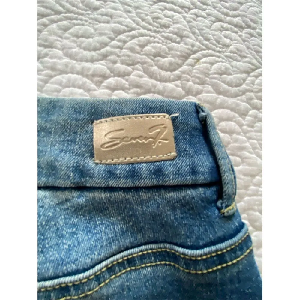 Seven7 Grammercy Wide-Leg Gauchos Jeans Size 6 Blue High-Waist Cropped - Image 10