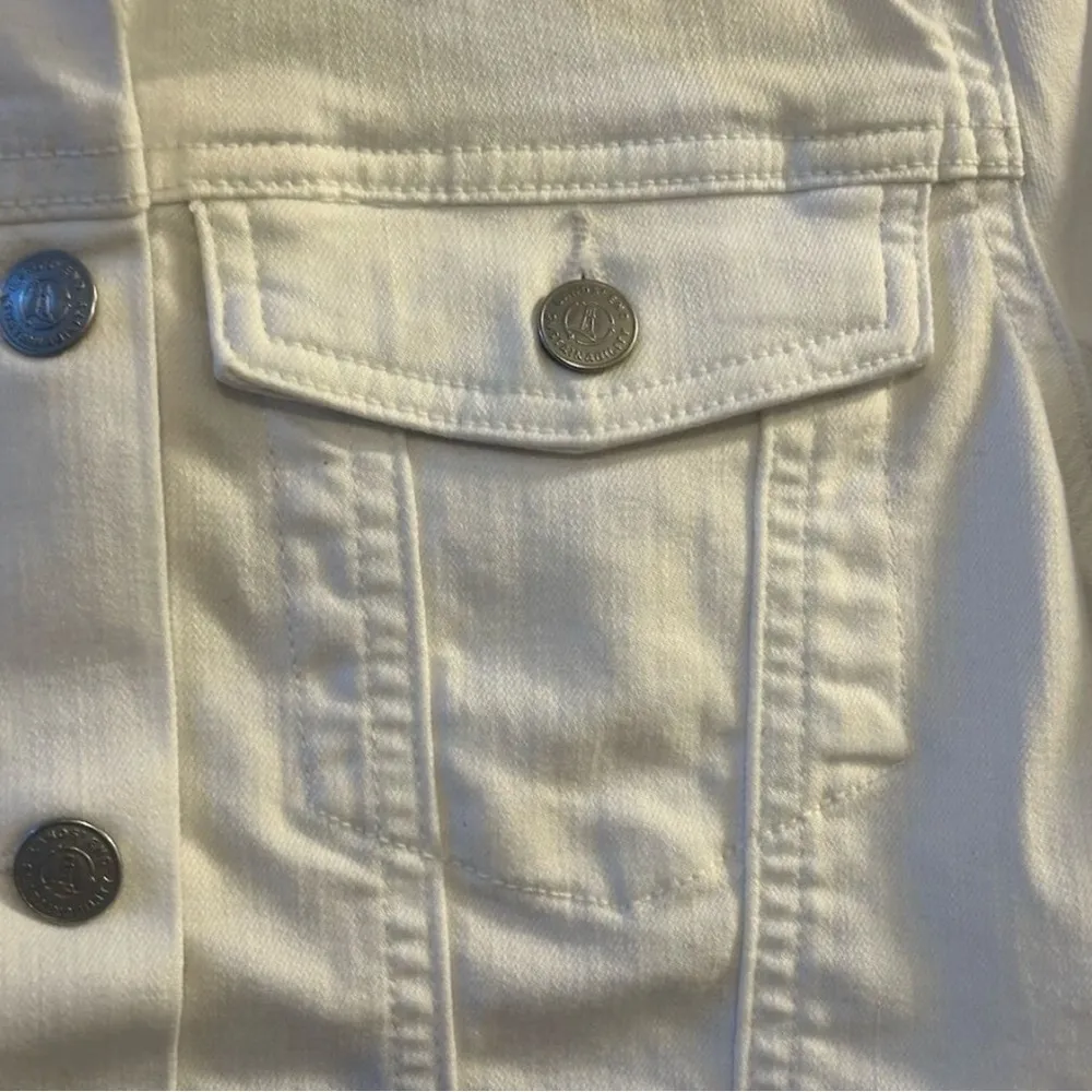 Lands' End Women's White Denim Jacket XL Long Sleeve Casual - Image 11