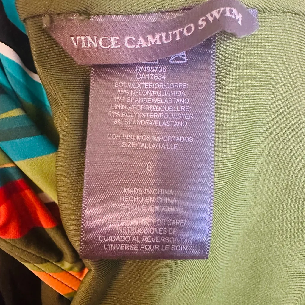 Vince Camuto Womens Plunge Neck One Piece Swimsuit 6 Multi  NWOT - Image 8