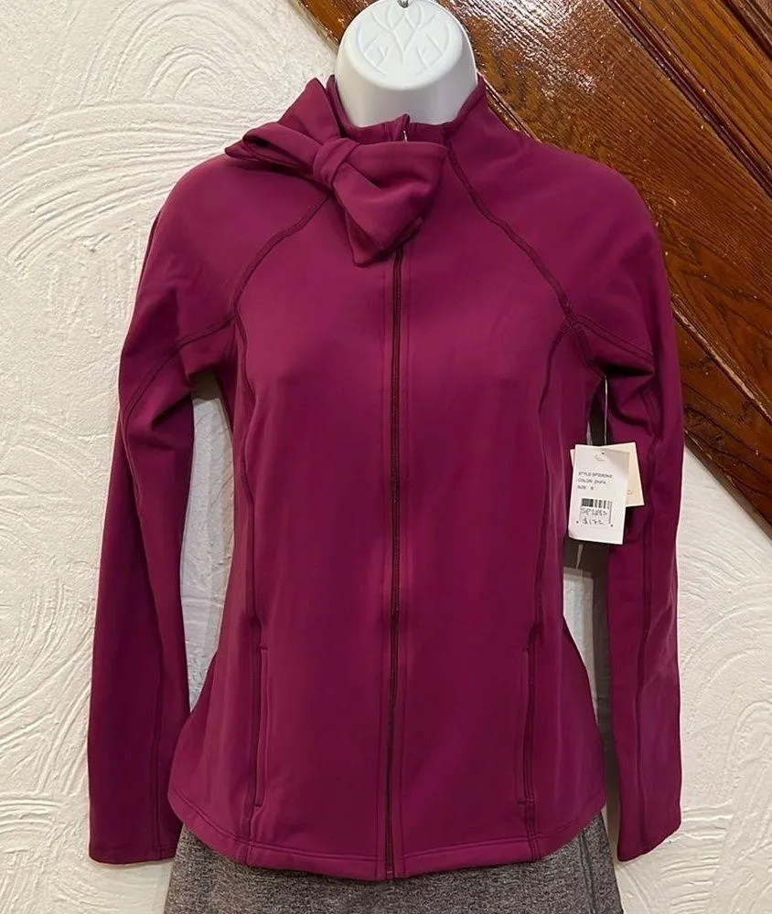 NWT  x Beyond Yoga Zinfandel Neck
Bow Front Zip Jacket sz S - Image 4