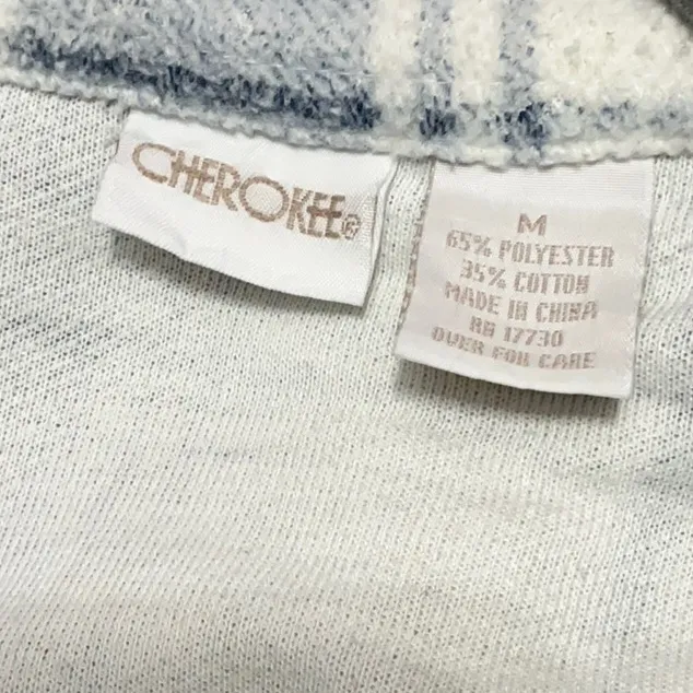CHEROKEE Plaid Button-Up Nubby Knit Shirt Jacket M 23” p2p Cream Multi EUC - Image 3