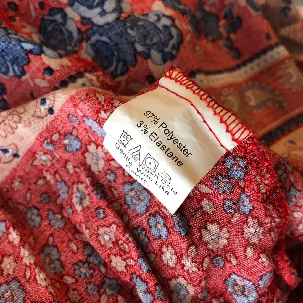 Pretty Garden Maxi Dress Prairie Ruffle Floral Cottagecore Romantic Red XL - Image 4