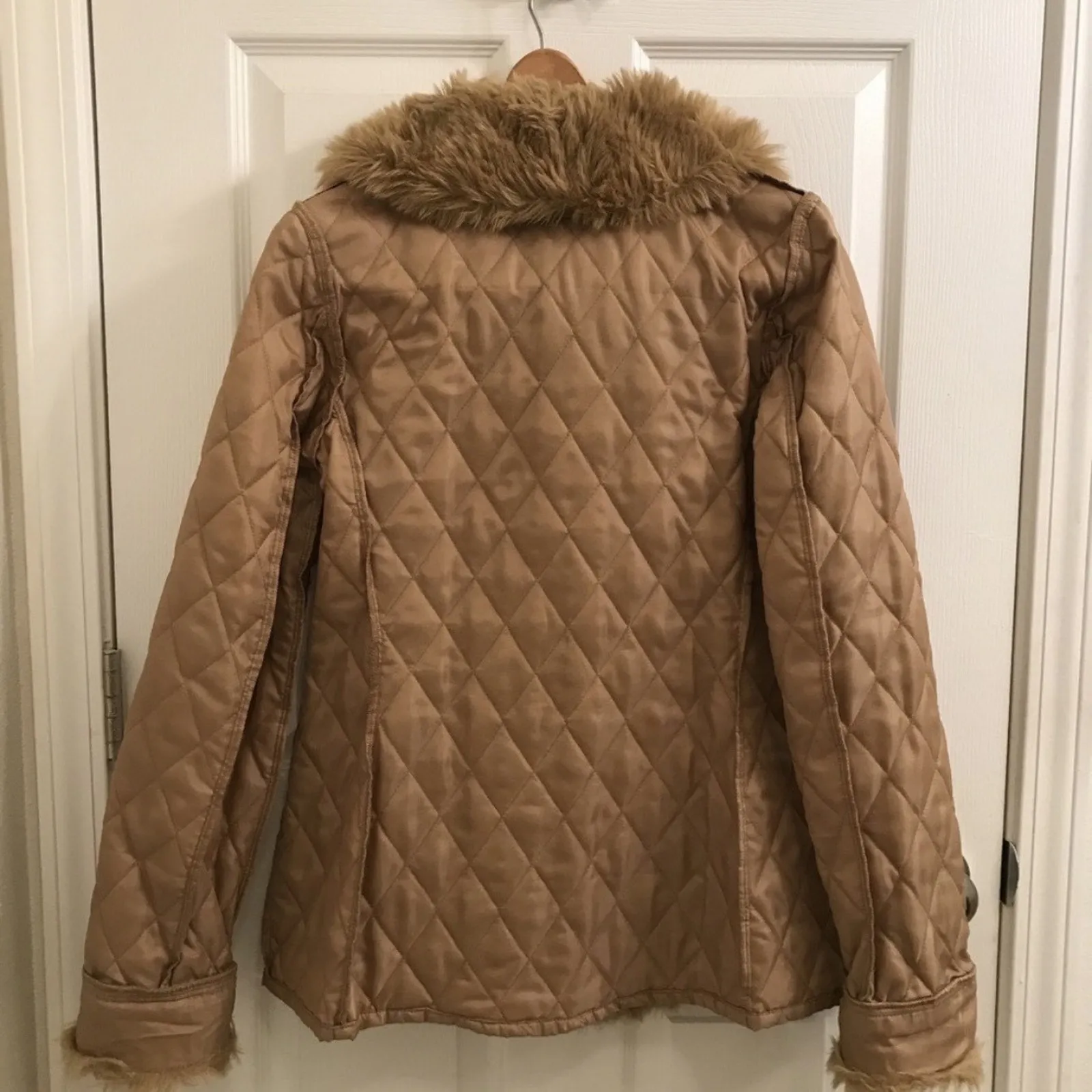 Donatella Sport Womens Tan 3 In 1 Suede Faux Fur Trim Penny Lane Coat SMALL - Image 7