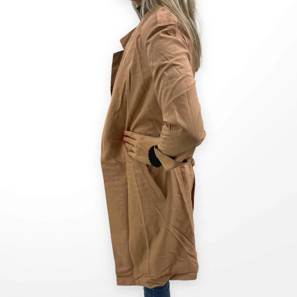 H&M Pink Knee Length Front Tie Lightweight Trench Coat - Image 21