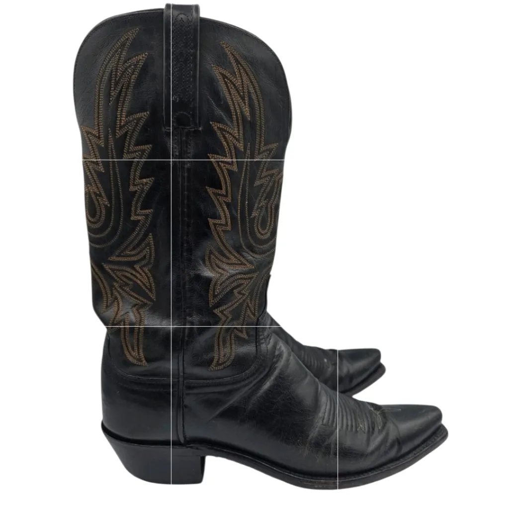 Lucchese 1883 Savannah Black Mad Dog Goat Leather Snip Toe Western Boots Size 10 - Image 15