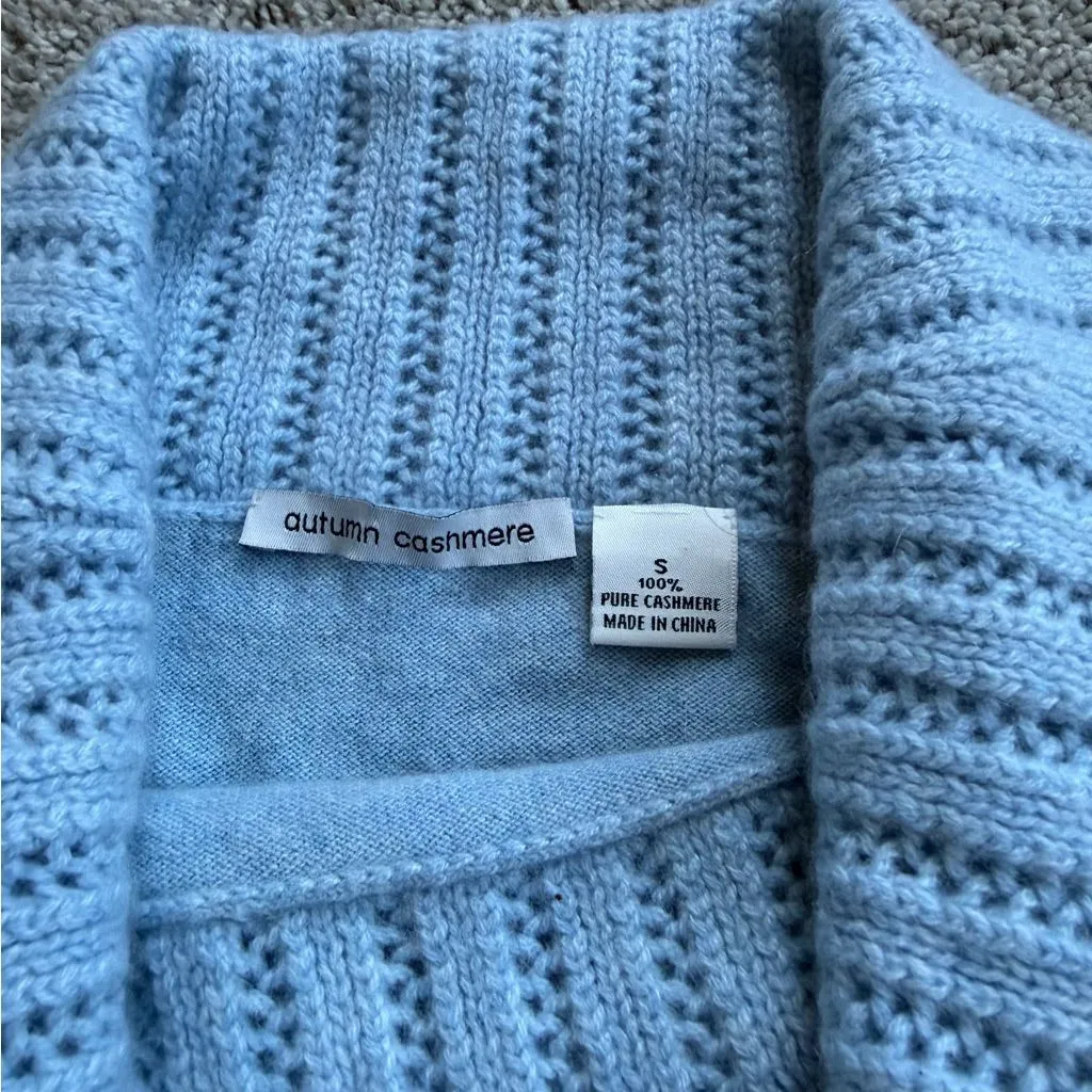 Autumn Cashmere Light Blue Off The Shoulder 100% Cashmere Sweater Size Small - Image 5
