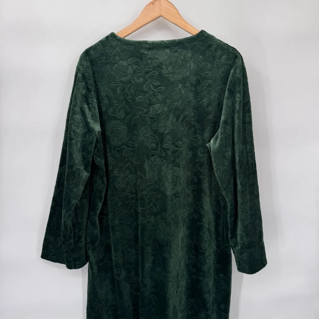 Miss Elaine Full Zip Gown‎ Robe Womens Small Green Fleece Polyester Pockets - Image 8