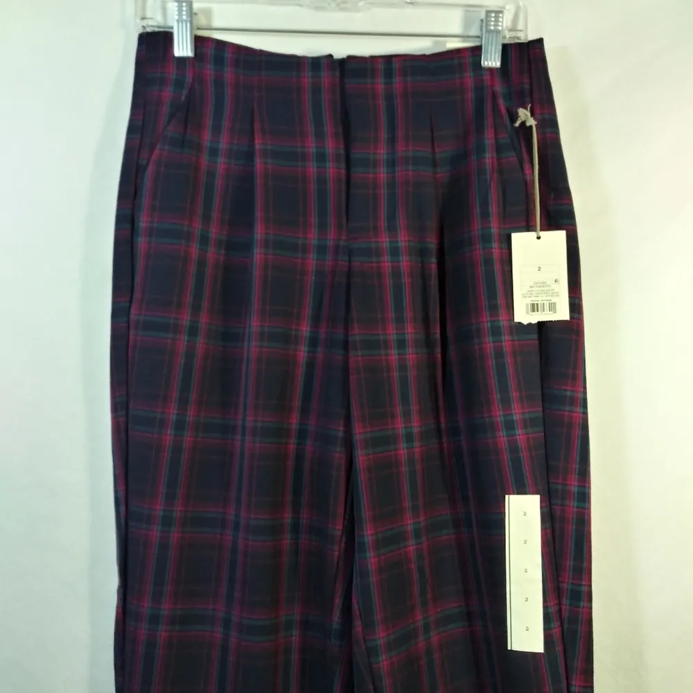 A New Day Navy Plaid High Rise Relaxed Fit Tapered Ankle Trousers Size 2 - Image 4