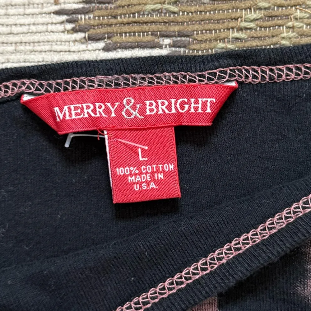 Vintage Y2K Top Long Sleeve Shirt New York City Christmas Bling L Large XL Black - Image 4