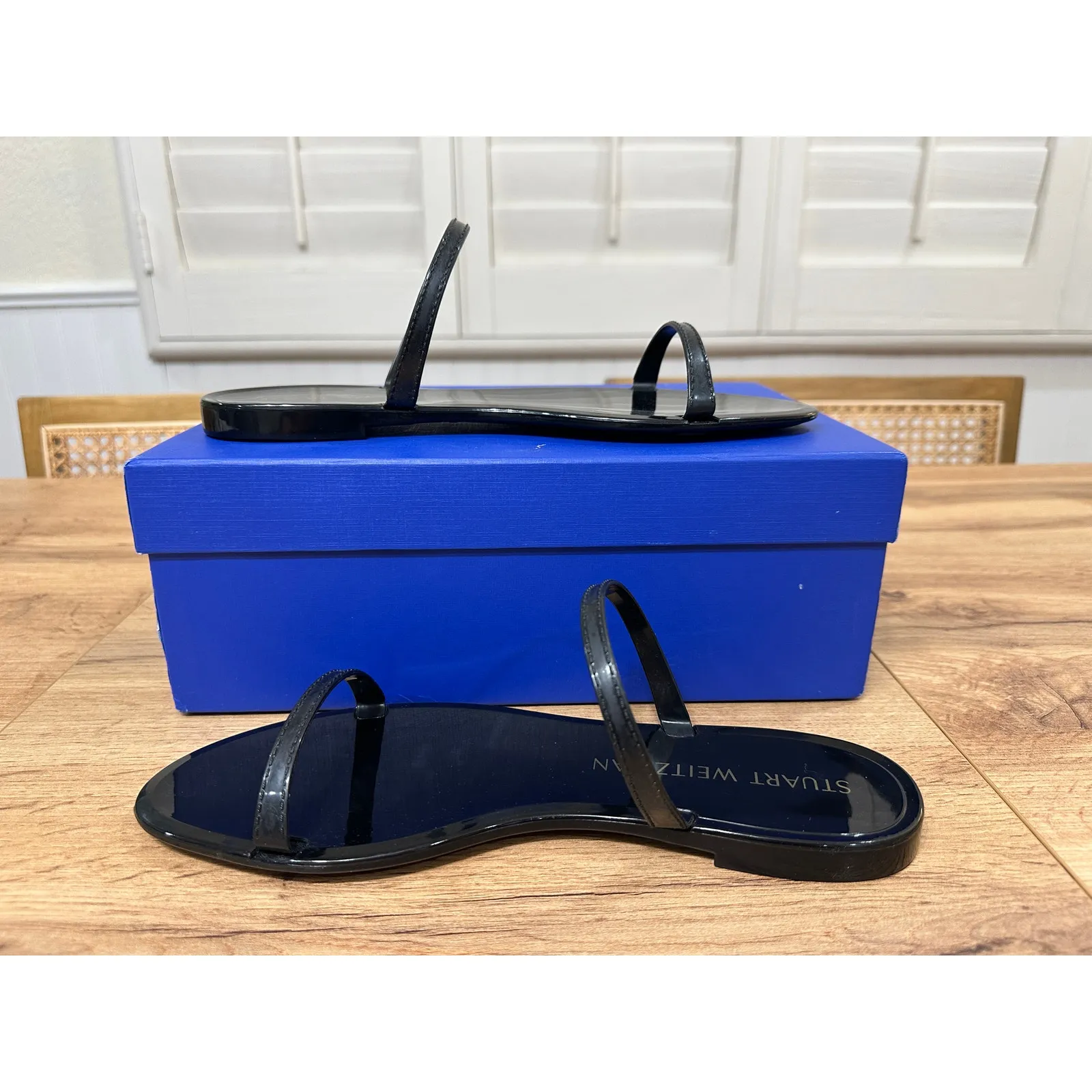 Stuart Weitzman Sawyer Slide Black Semi Shine Rubber 10 NIB Minimalist Vacation - Image 9