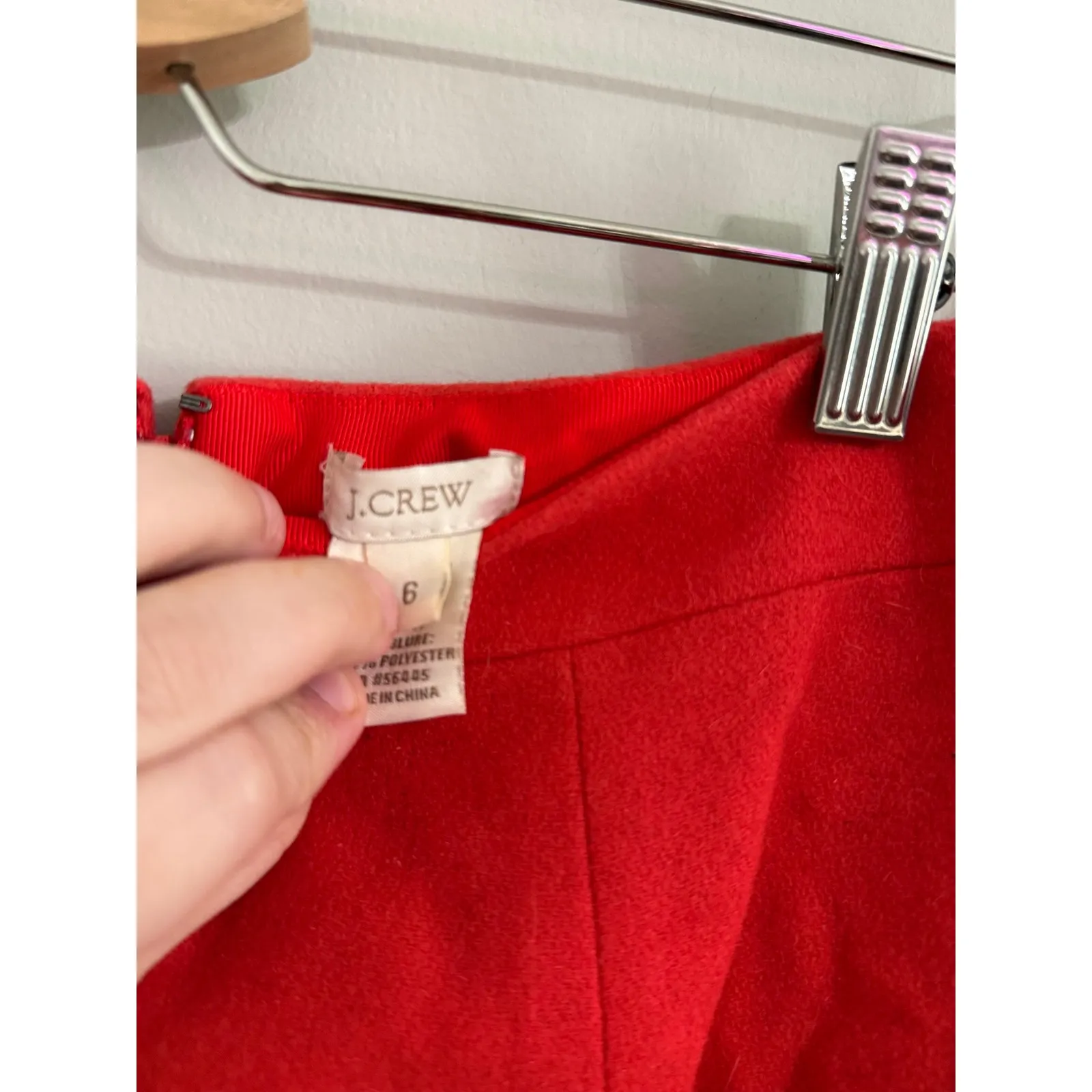J. Crew Red Wool Blend‎ A-Line Mini Skirt Size 6 - Image 3