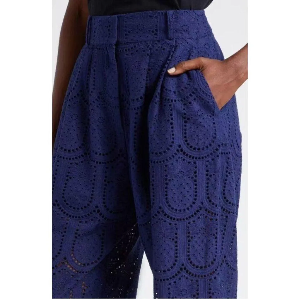 FARM Rio Embroidery Pineapple Eyelet High Waist Wide Leg Pants Sz Medium NWT - Image 3