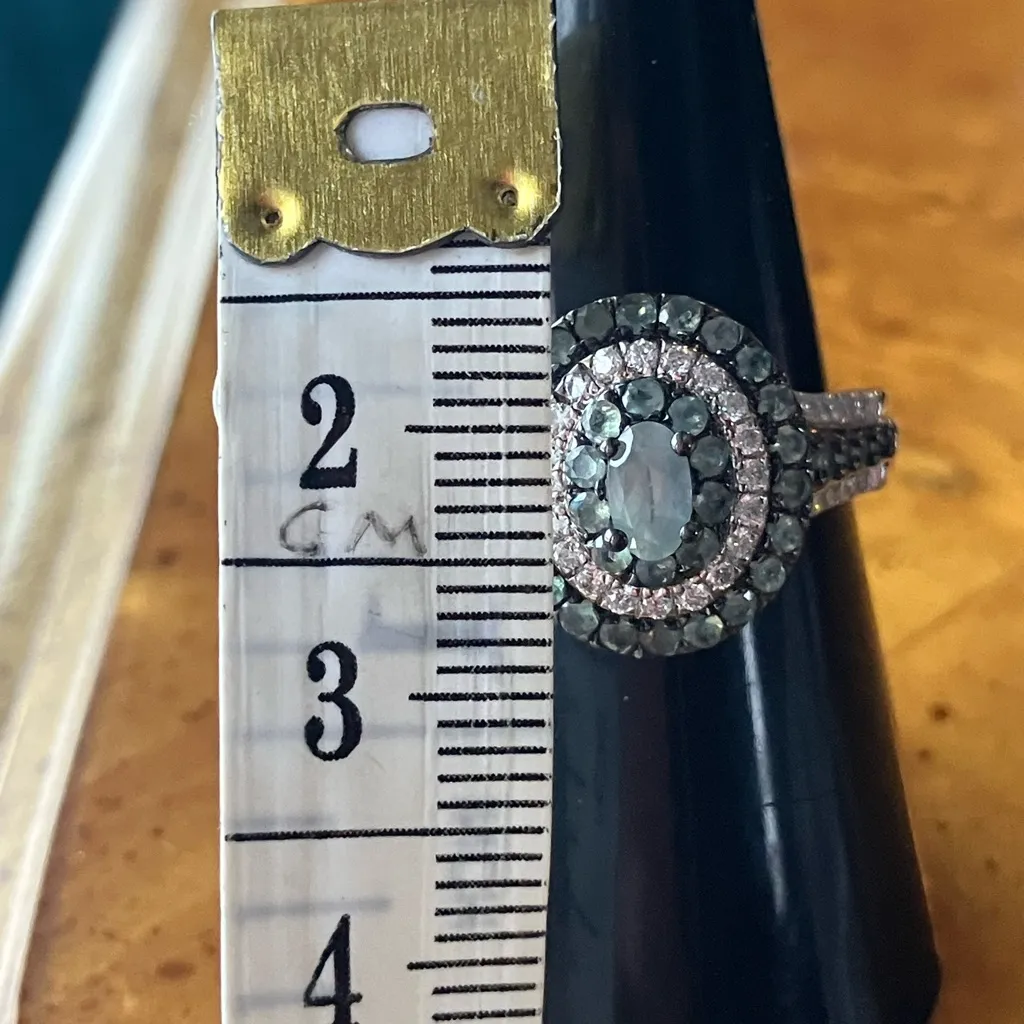 Natural Alexandrite Moissanite Sterling Silver Ring Size 7 Green - Image 11