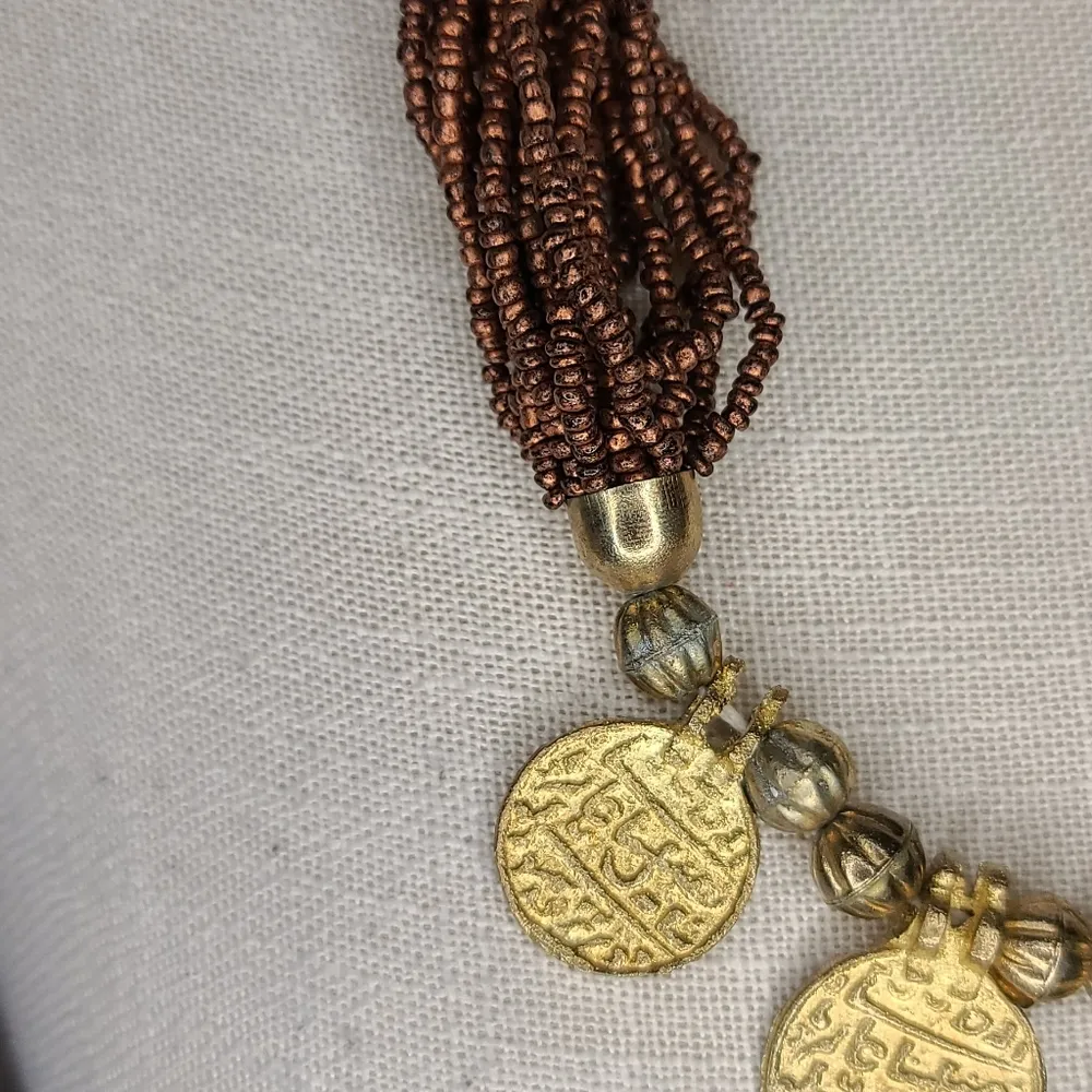 Statement beaded coin necklace - Image 2