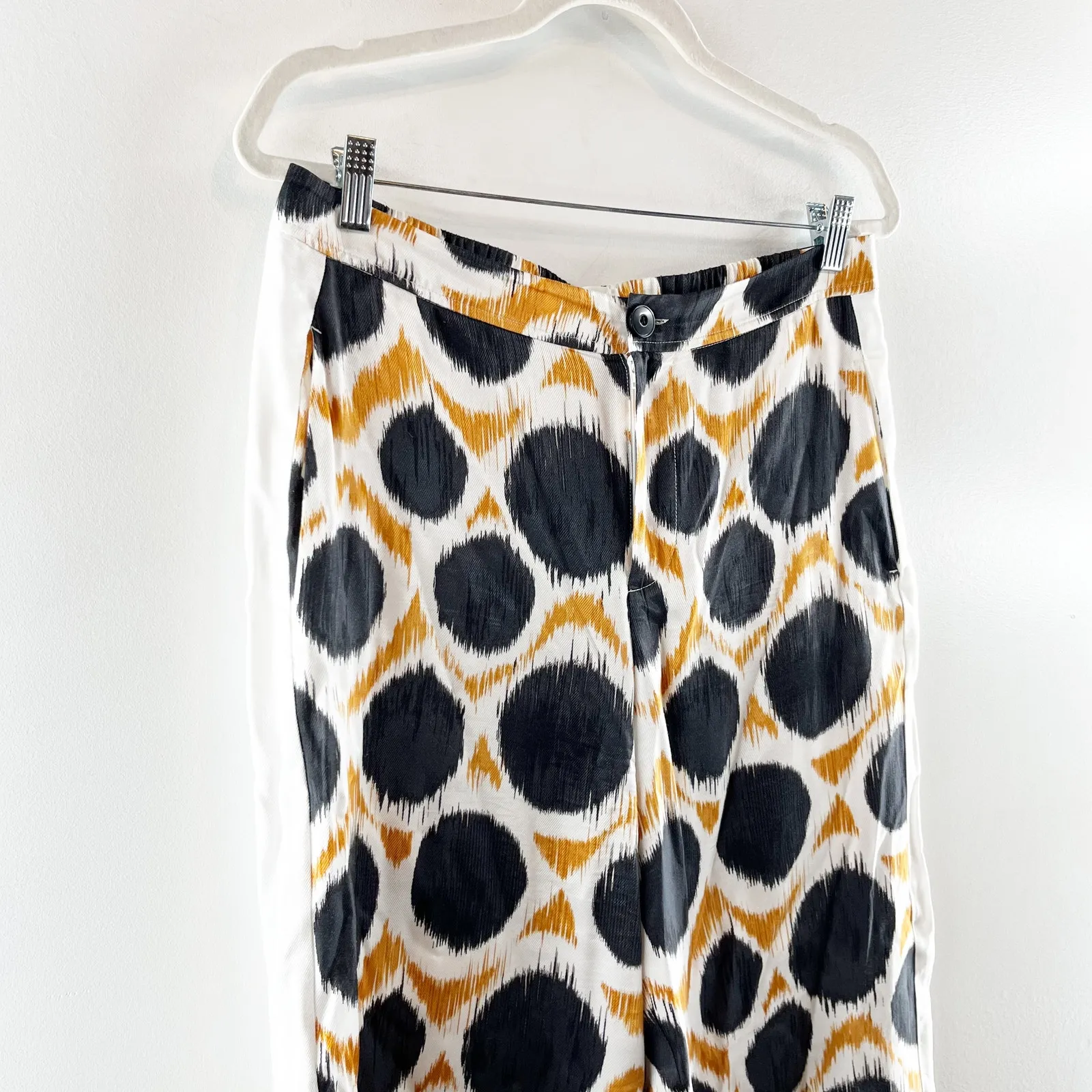 Anthropologie x Maeve Wellesley Ikat Print Wide Leg Trouser Pants Black 12 P - Image 9
