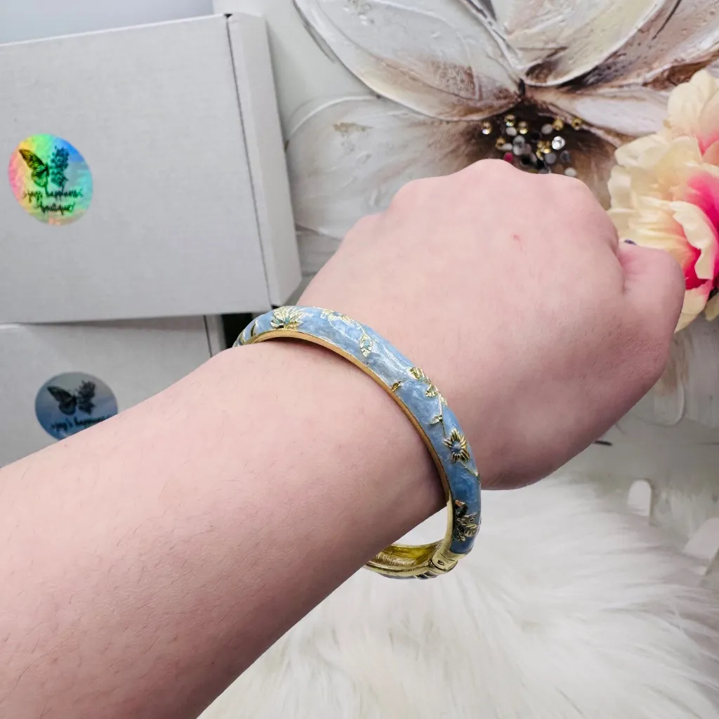 Just Blue Flower Enamel Cloisonne Bracelet Bangle - Image 4
