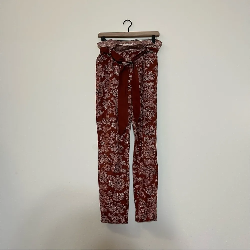 Veronica Beard Clerence Belted High-Rise Pants Rust Multi Size 4 - Image 9