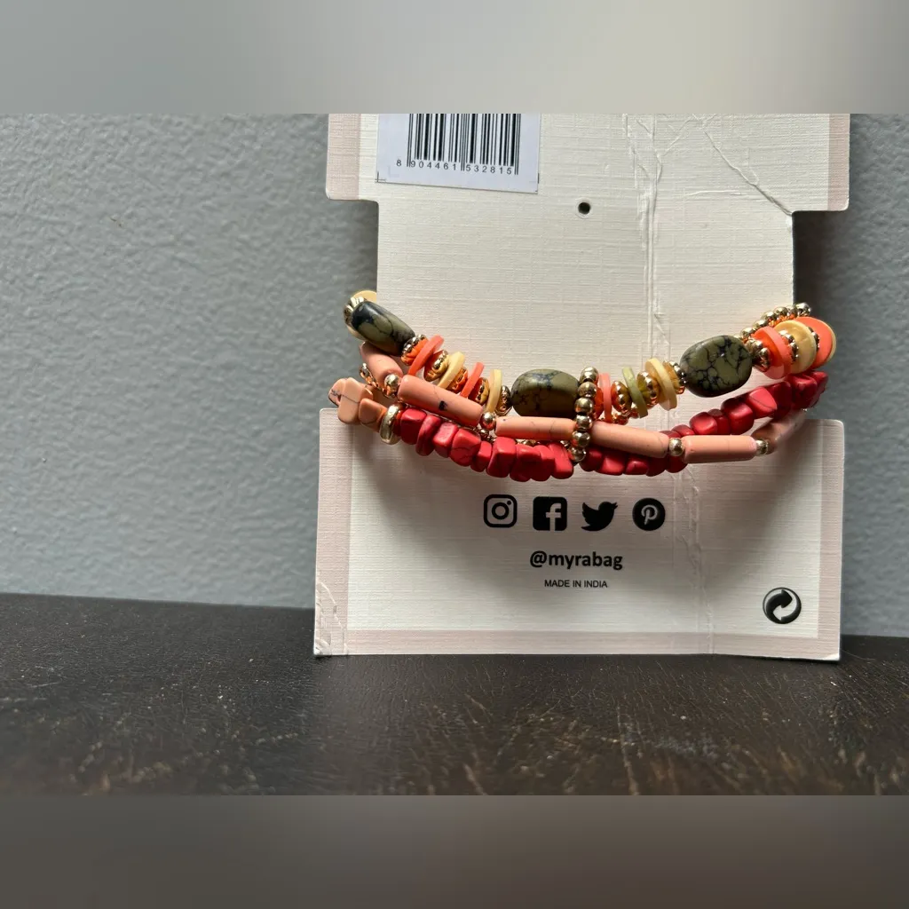 NWT Myra Bag Multicolor Beaded Bracelet Set Red - Image 4