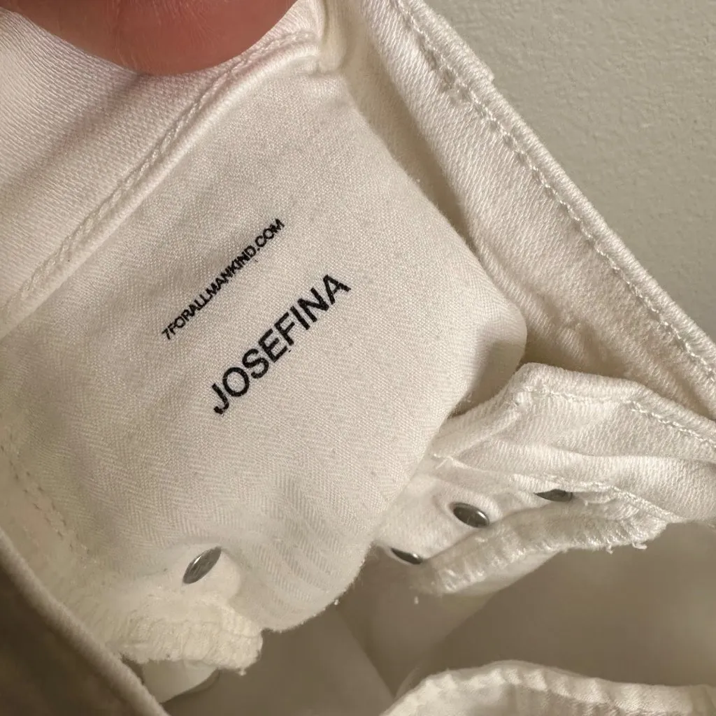 7 for All Mankind Josefina Boyfriend Jean Size 28 Broken Twill White New - Image 8