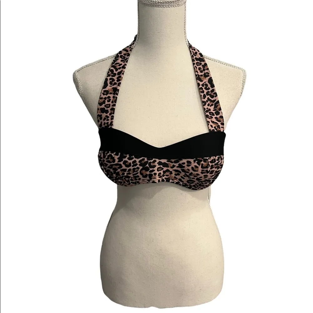 Marina West Leopard Print Bikini Top Black Size L - Image 2