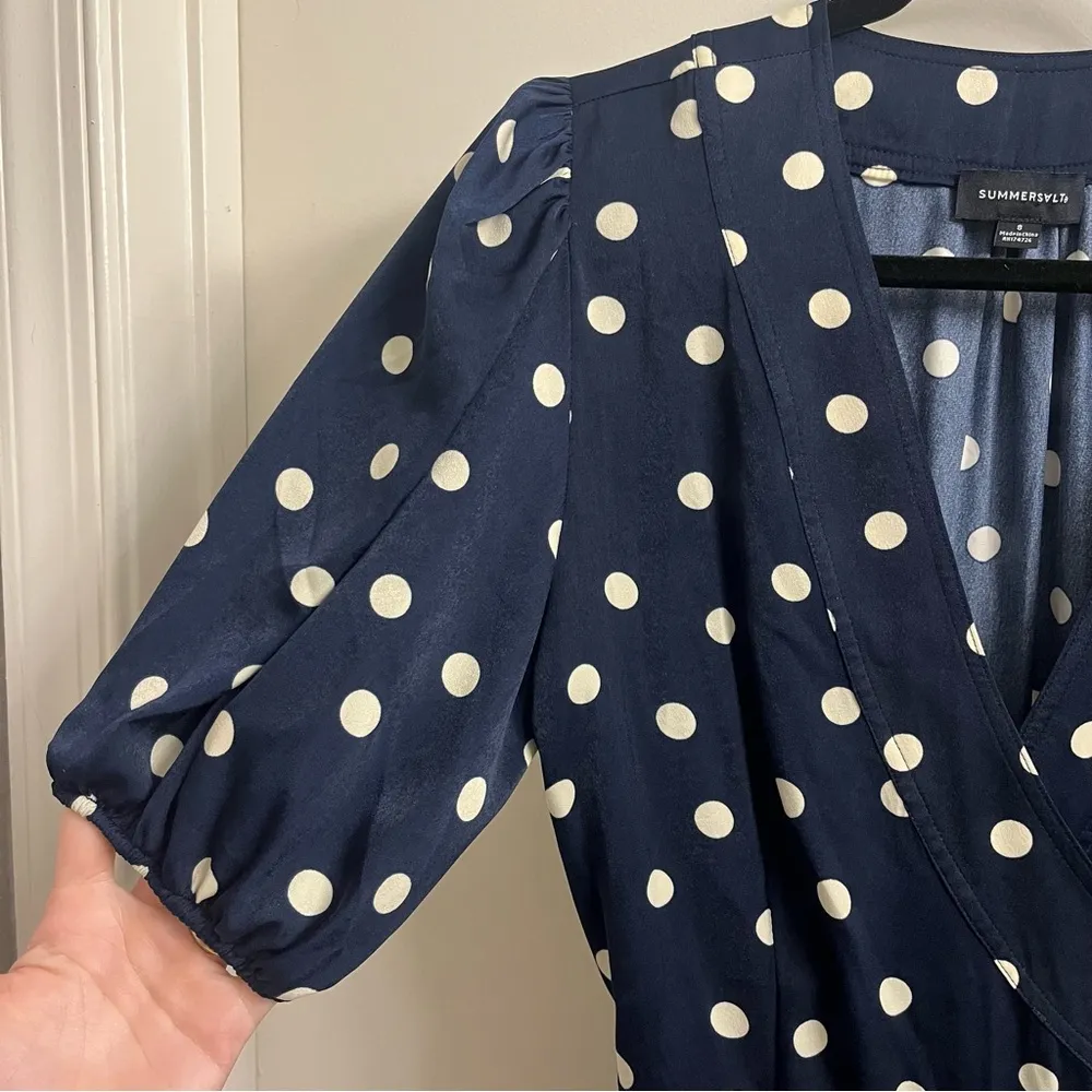 Summersalt The Silky Luxe Puff Sleeve Beach to Brunch Wrap Dress Size 8 - Image 7