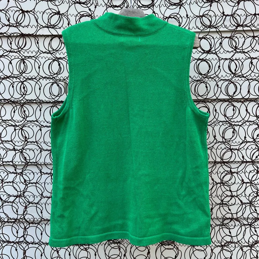 Vintage 90s Nouveaux Cartoon Winter Reindeer Green Sweater Vest Christmas XL - Image 2