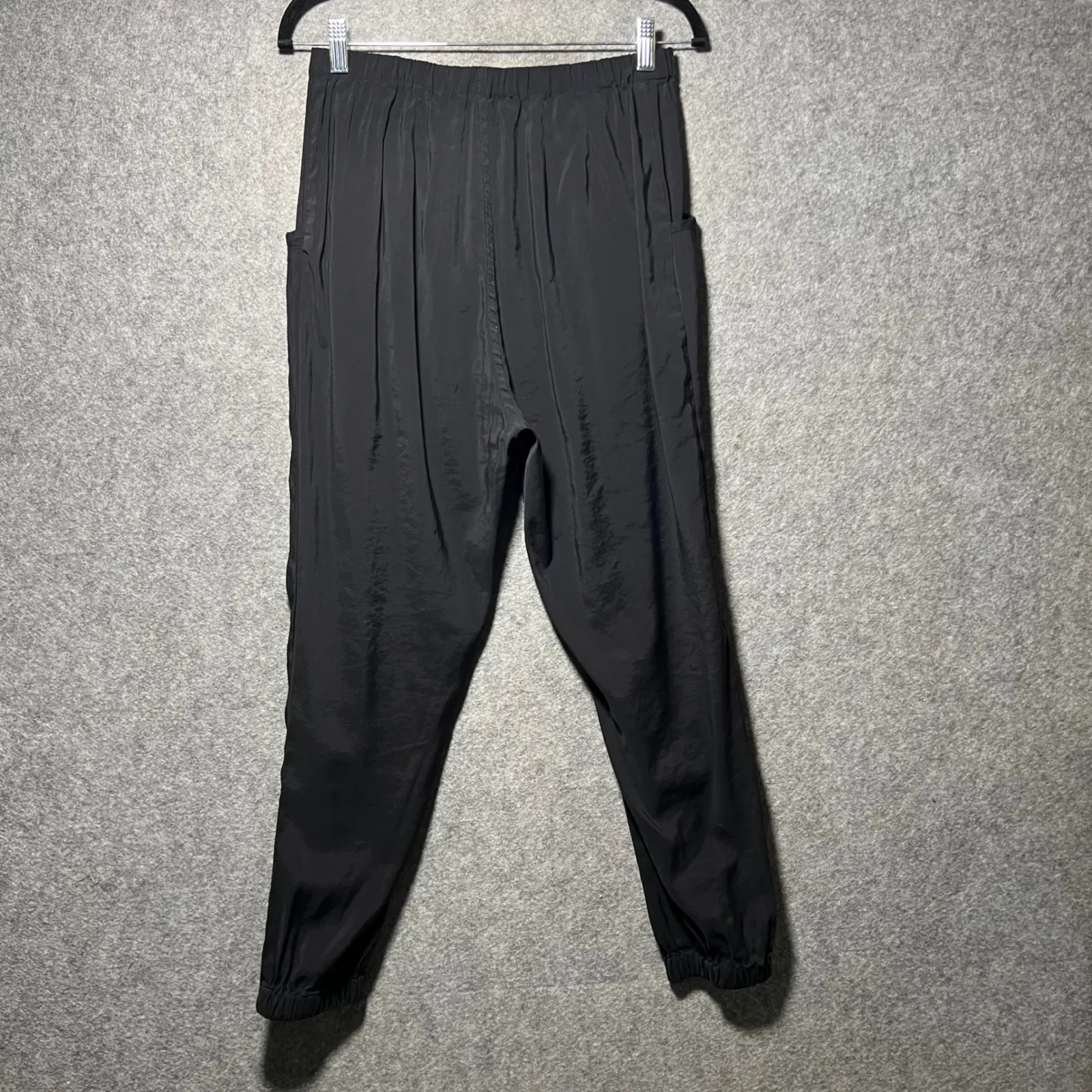 Elodie Black Jogger Pants Elastic Waist Zipper Drawstring Pockets Size M - Image 8