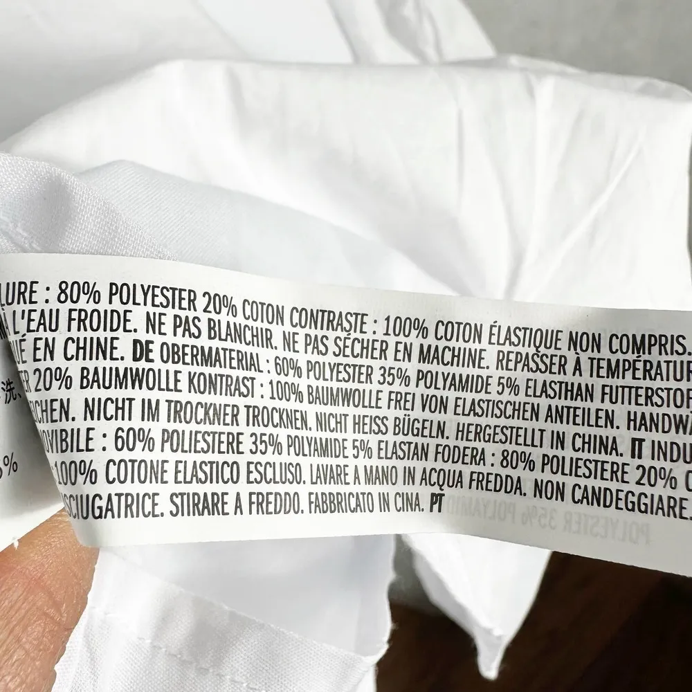 English Factory Mixed Media Puff Sleeve Back Bow Dress Size Large White - Image 10