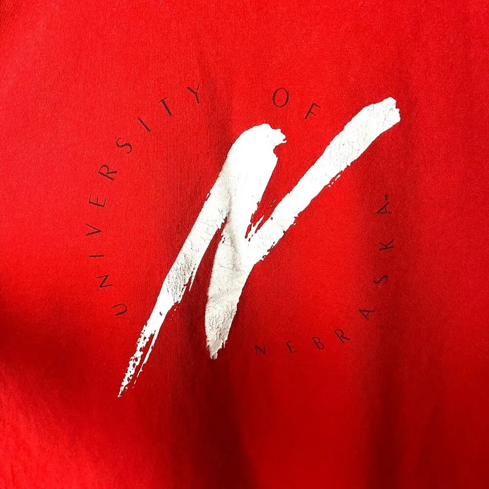 Vintage 90s University of Nebraska T Shirt Red XL Extra Large Single Stitch Logo - Image 7