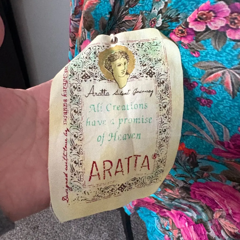 Aratta Silent Journey Floral Print Kimono Kaftan Womens Colorful One Size Blue Size undefined - Image 5