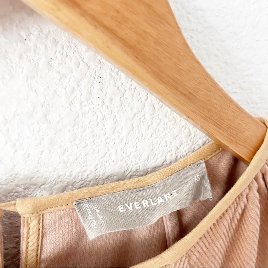 Everlane Tiered Corduroy Puff Sleeve Dress in Petal Pink - Image 3