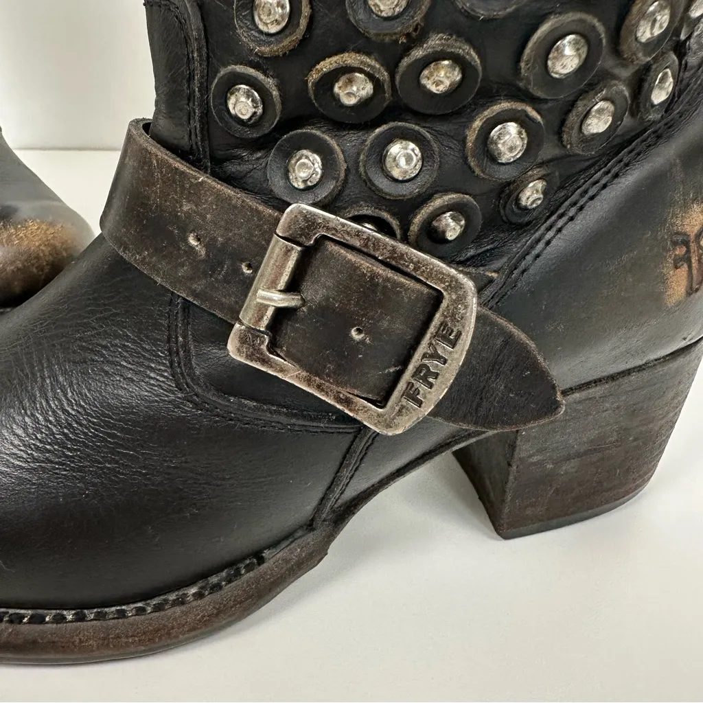 Frye Vera Disc Jenna Heeled Studded Moto Boots - Image 5