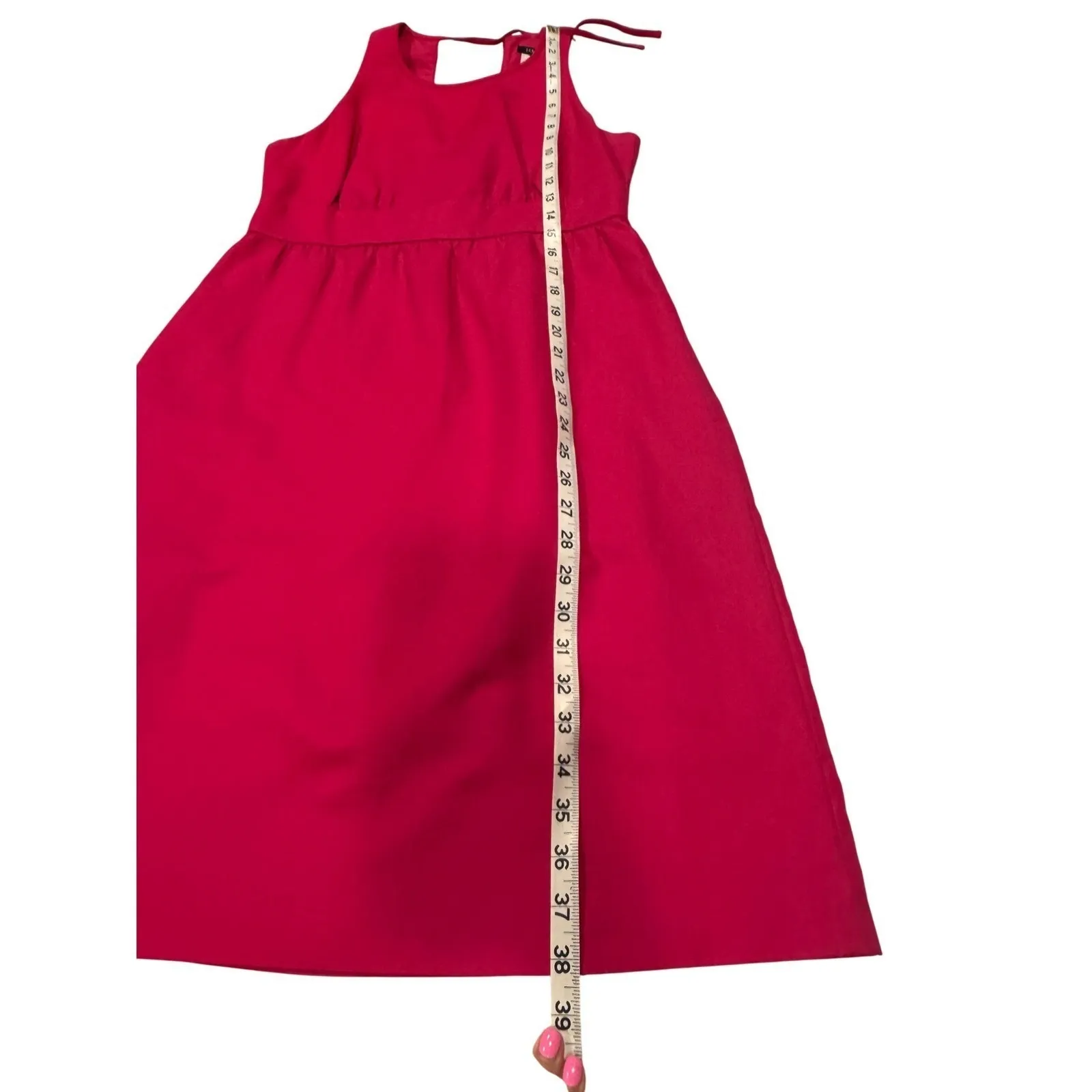 J. Crew Sleeveless‎ Fit Flare Dress Raspberry Pink Cotton Halter Back Size S - Image 5