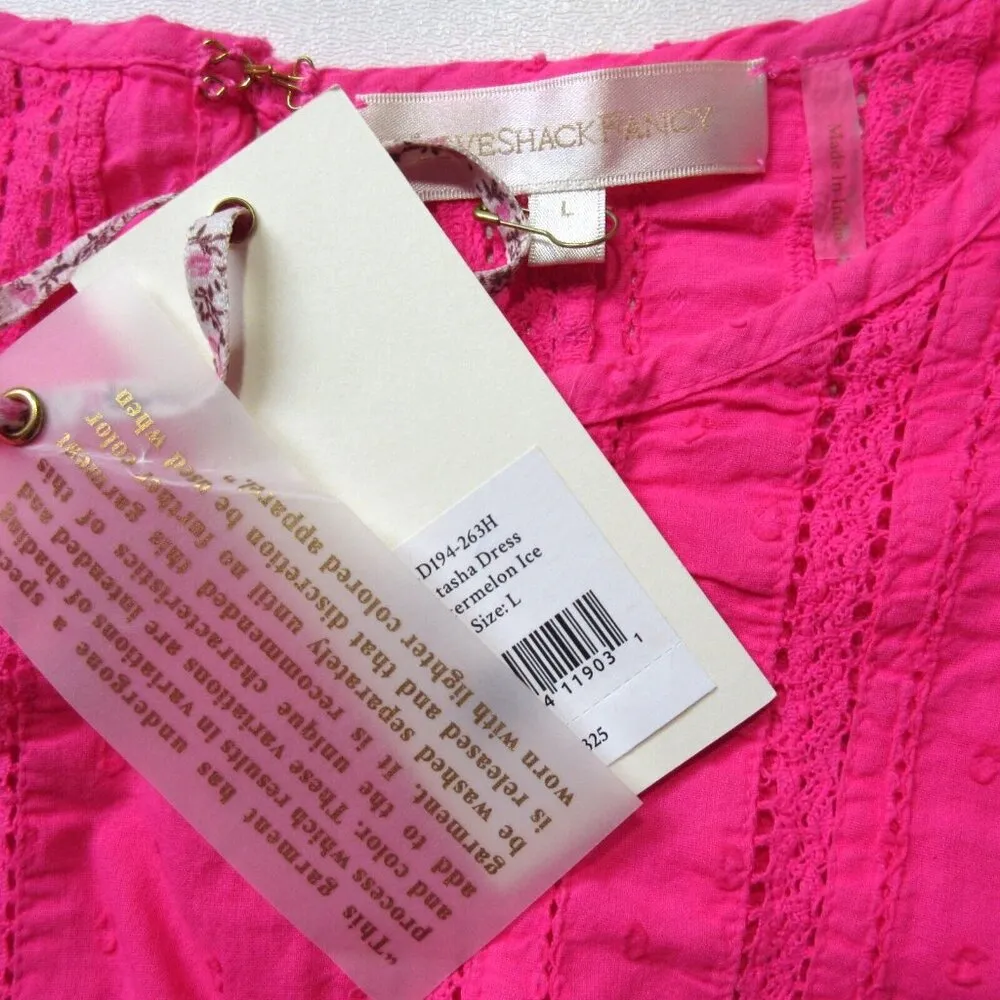 NWT LoveShackFancy Natasha Mini in Watermelon Ice Pink Ruffle Cotton Dress L - Image 5