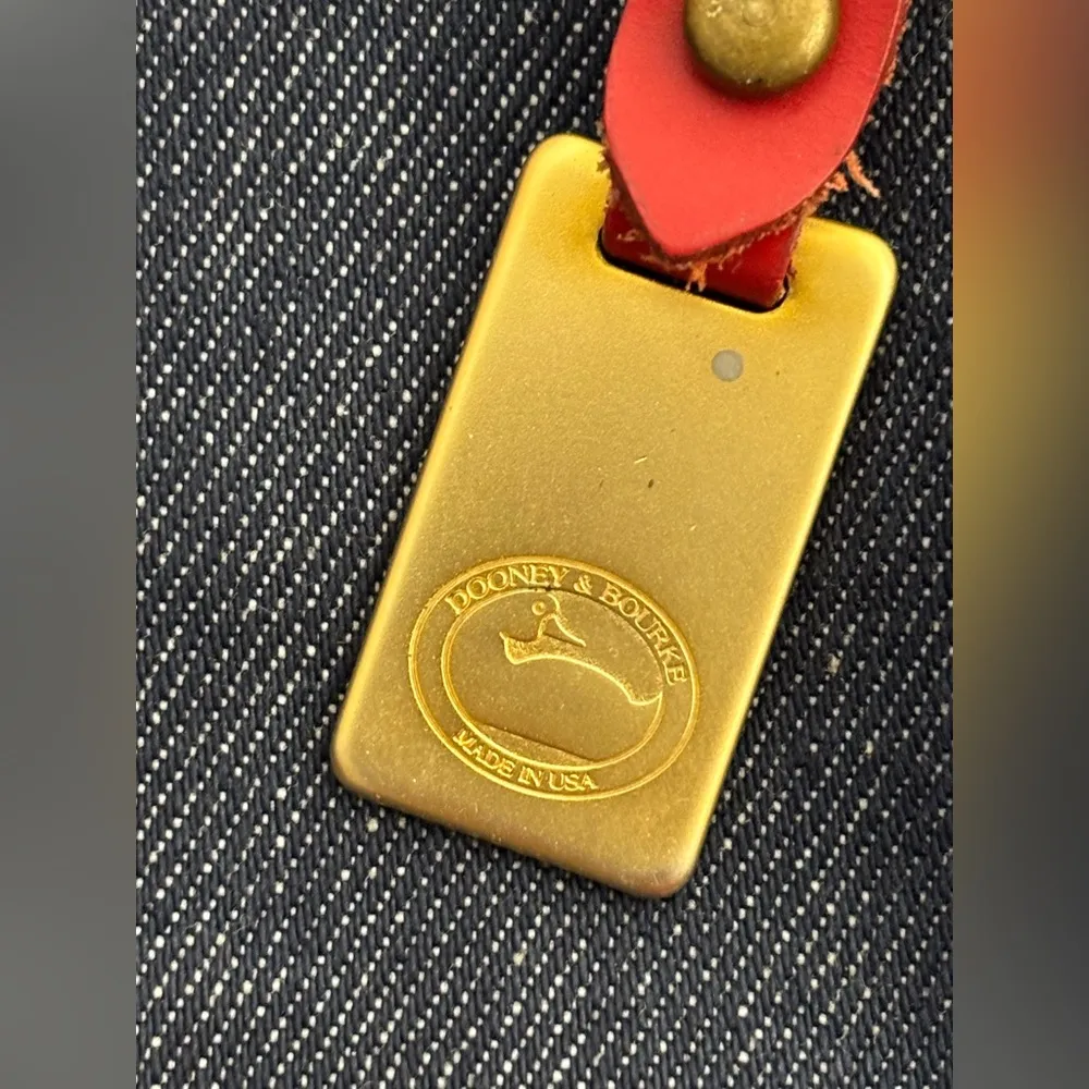 Dooney & Bourke backpack vintage denim chambray and red leather - Image 7