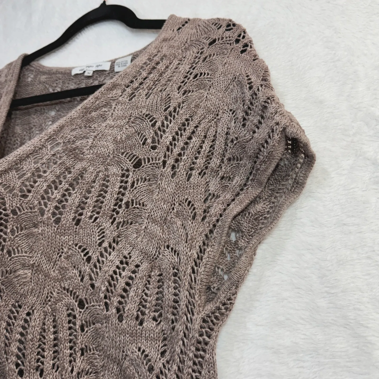 Eight Eight Eight M Taupe Crochet Top Boho Summer Retro Y2K Earthy Fest Grunge - Image 4