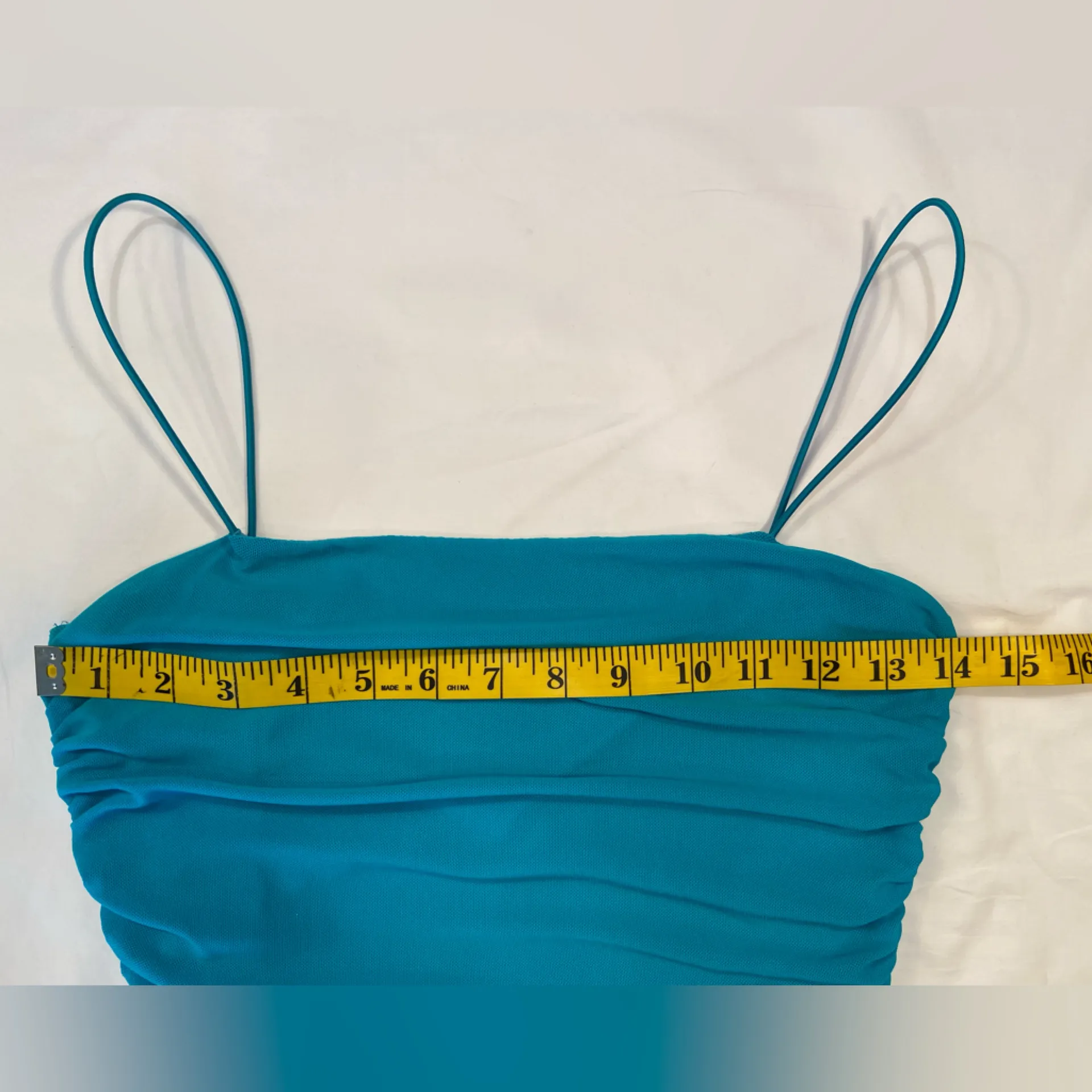 Princess Polly Turquoise Green Mini dress, spaghetti straps, Ruched sides, SZ‎ 6 - Image 5