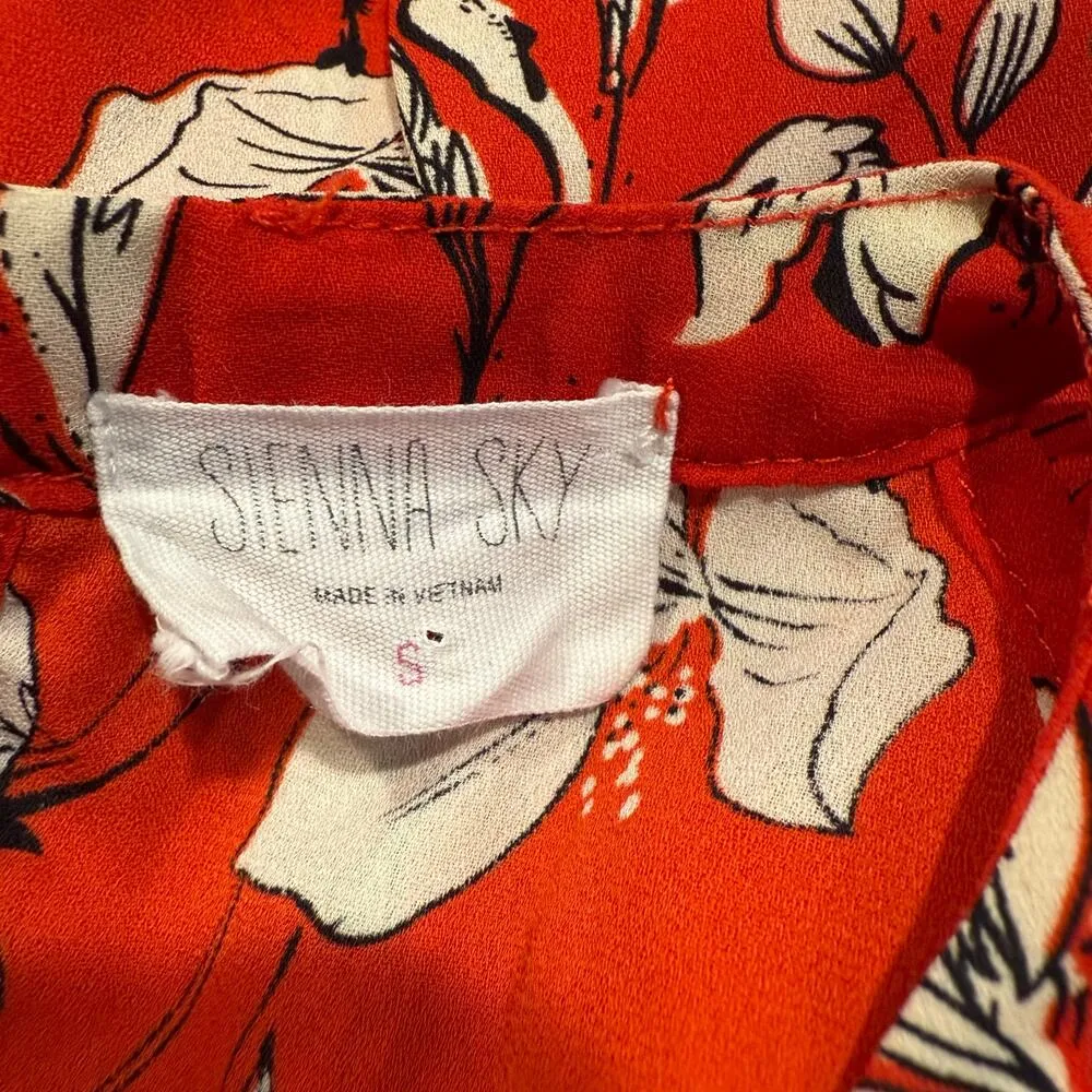 Sienna Sky Women’s Red Floral Cold Shoulder Blouse Size S - Image 3