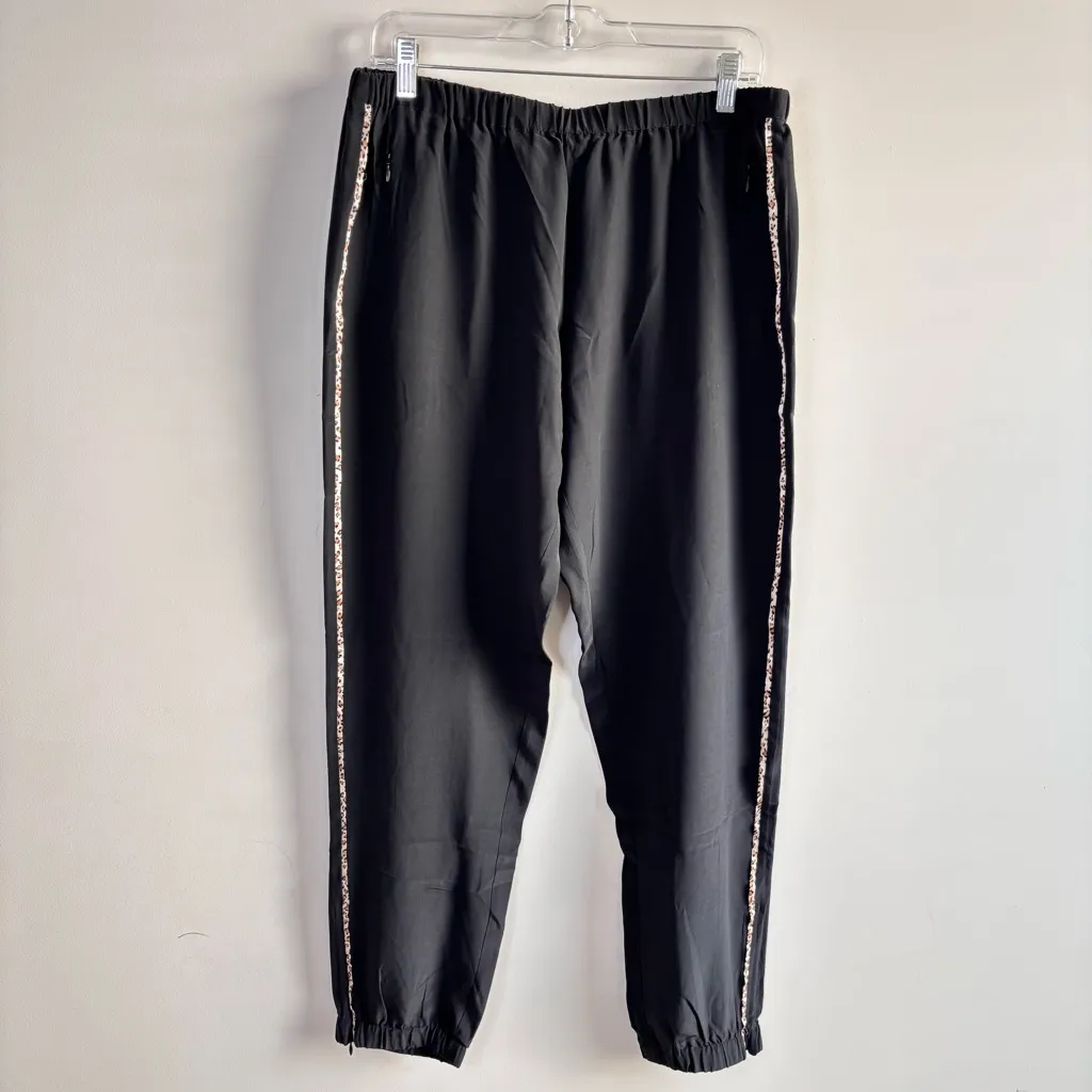 Twelfth Street by Cynthia Vincent silk jogger pants with animal print side L Black Size L - Image 2