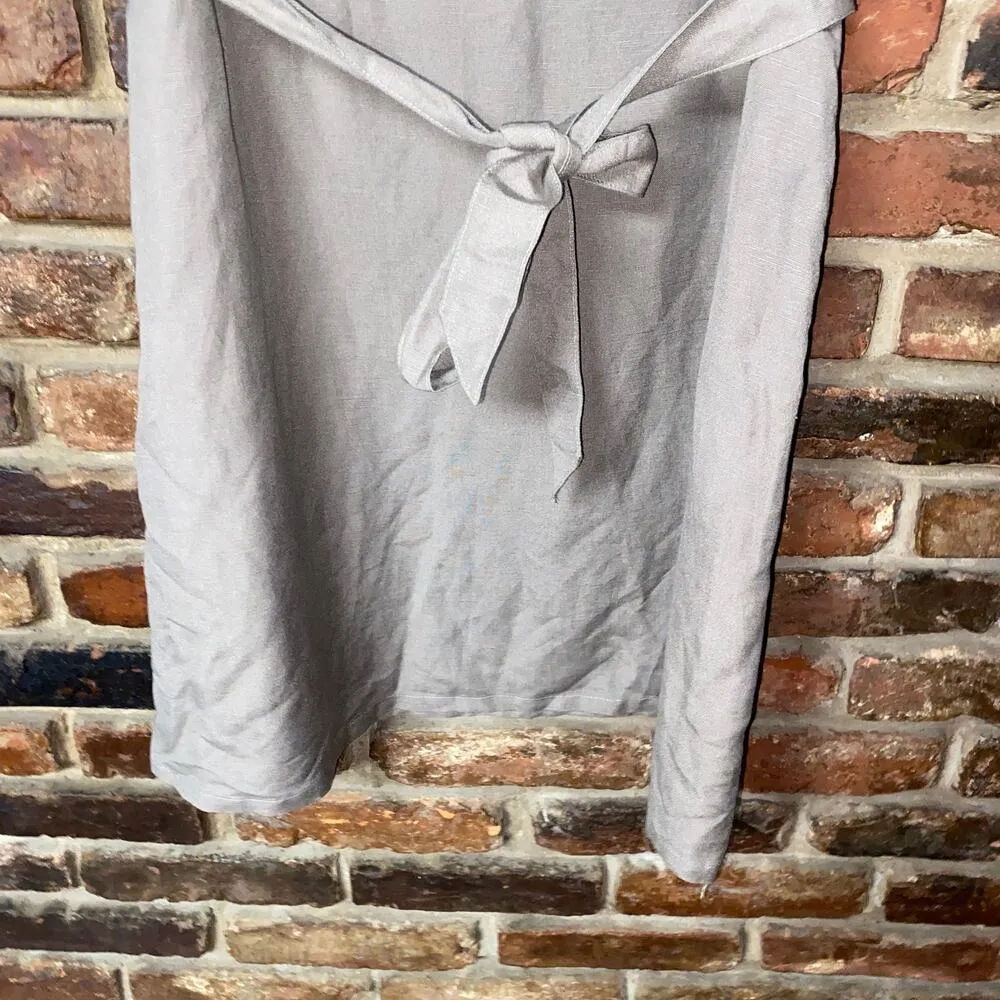 Tahari Brown Linen Blend Beaded Embellished Sleeveless Dress Women's Size 14 - Image 3