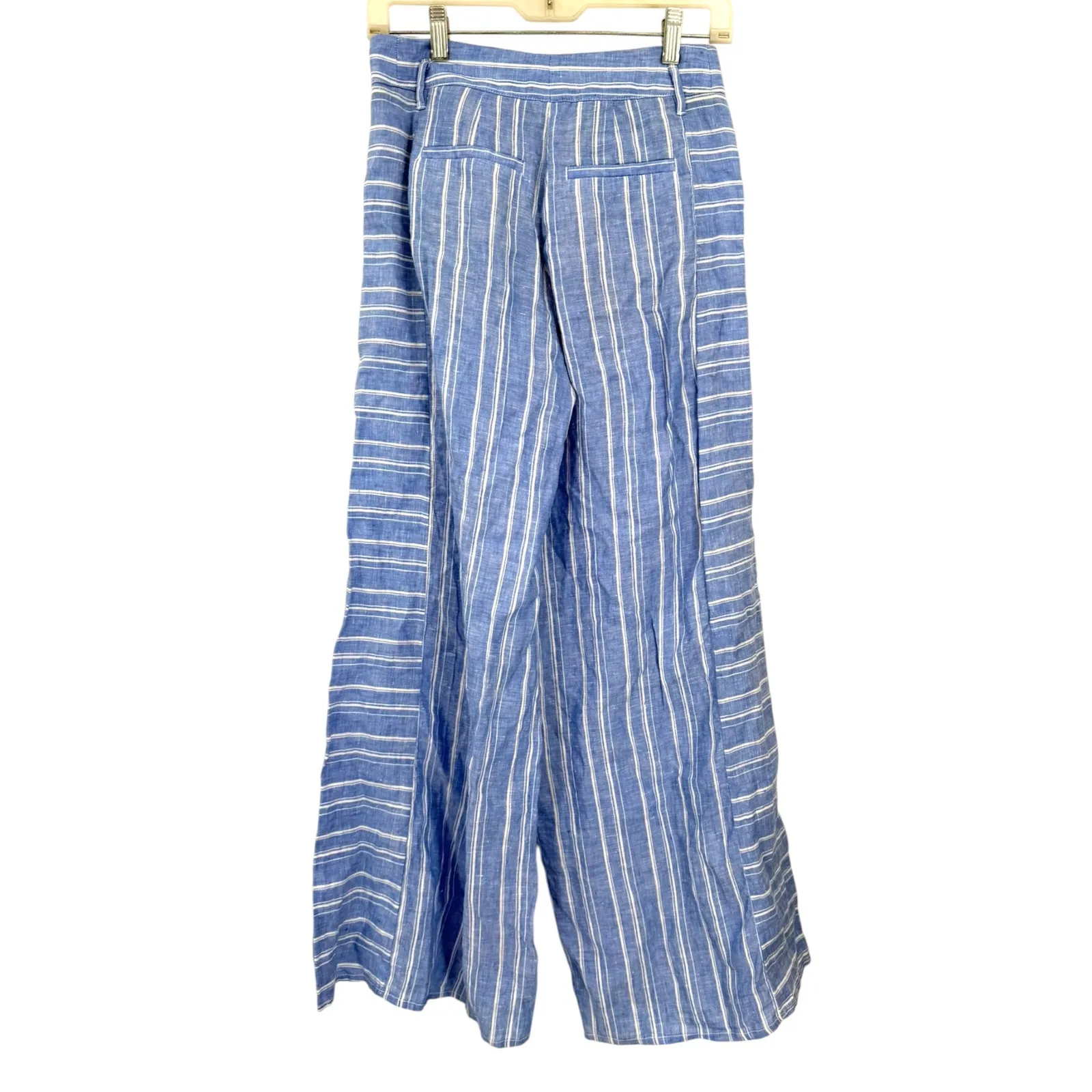 Anthropologie Ett Twa 0 blue and white striped wide-leg linen pants trousers xs - Image 4