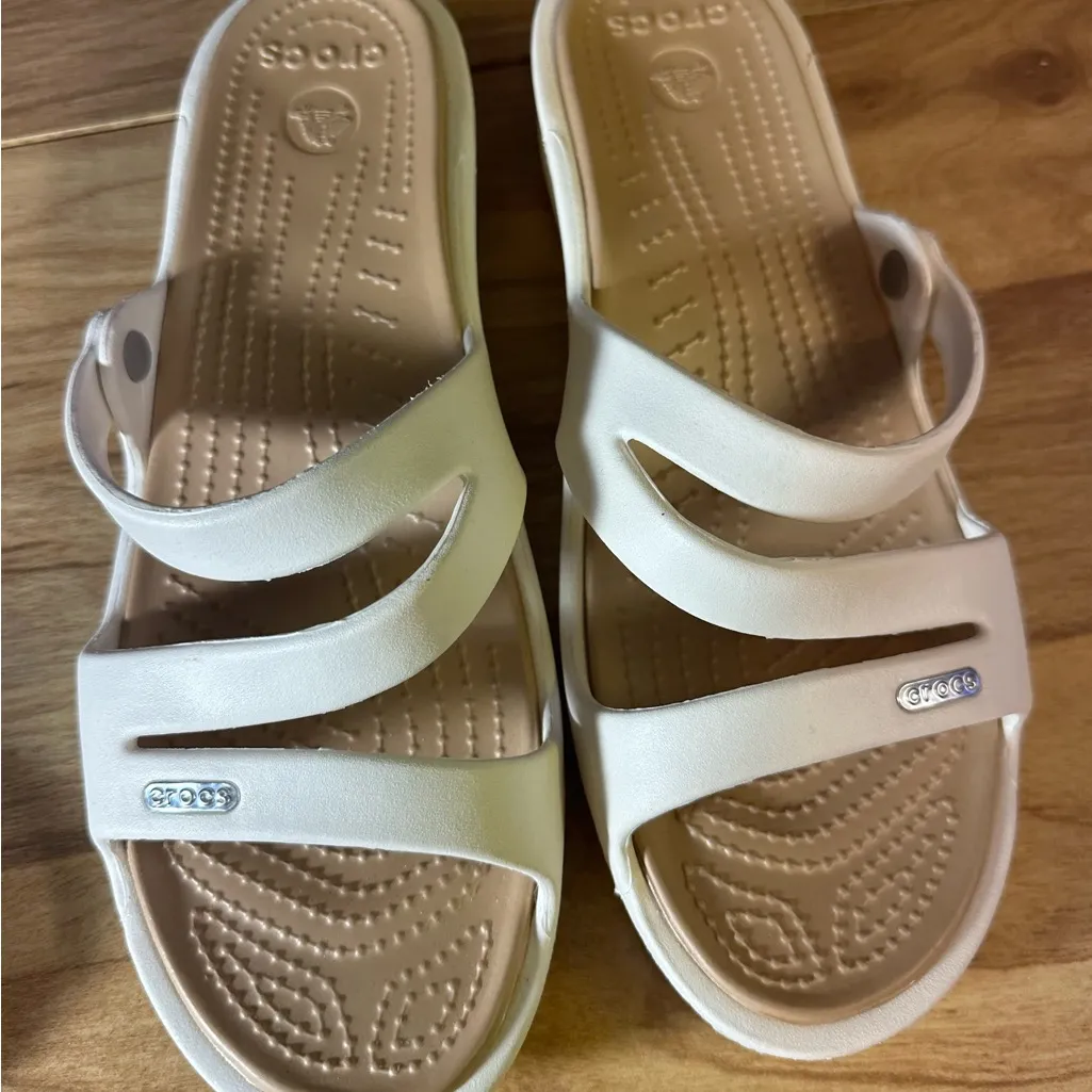 CROCS Cream Slide Sandals - Image 3