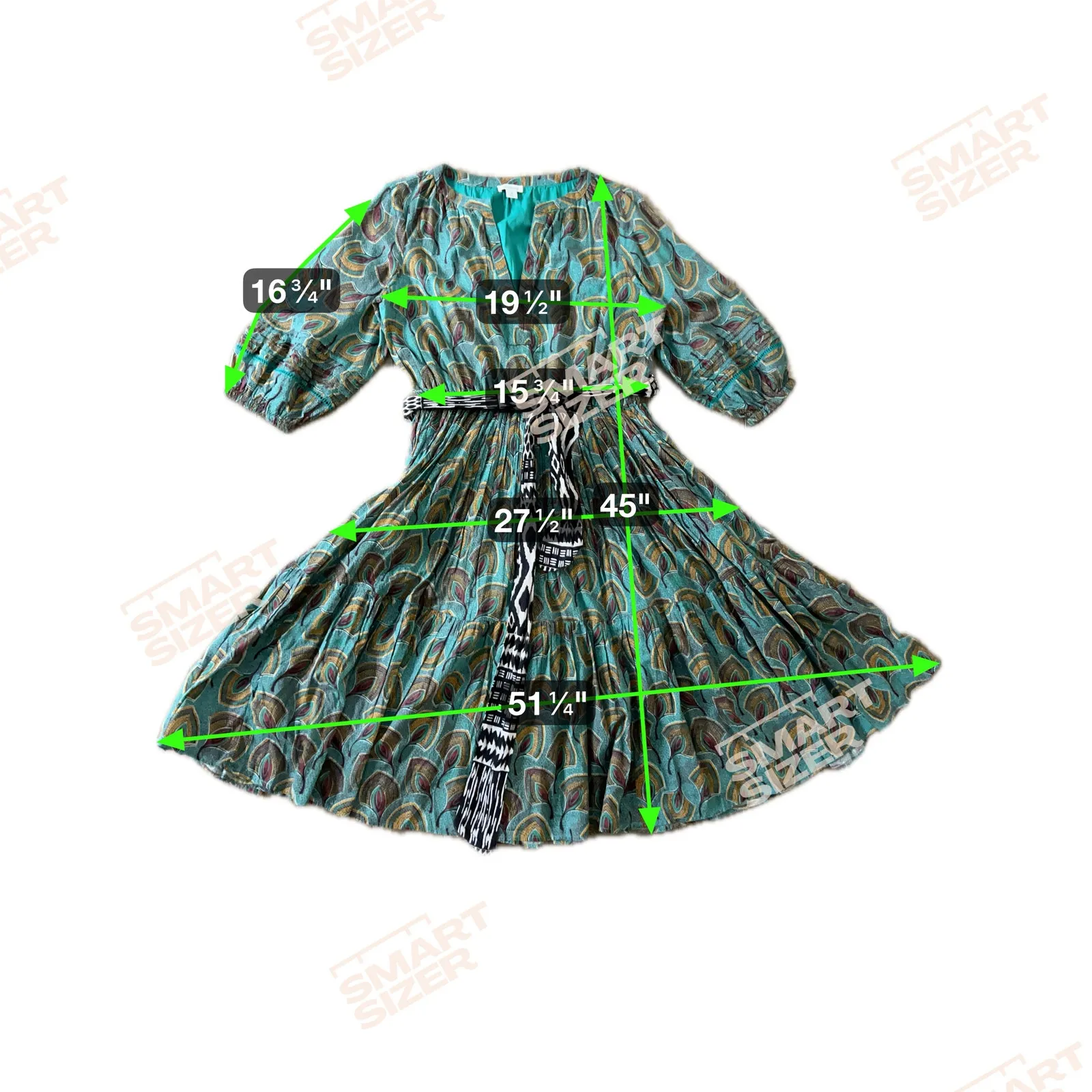 Sundance Catalog Alden Midi Dress Abstract Peacock Belted Medium Cotton Lined Blue - Image 8