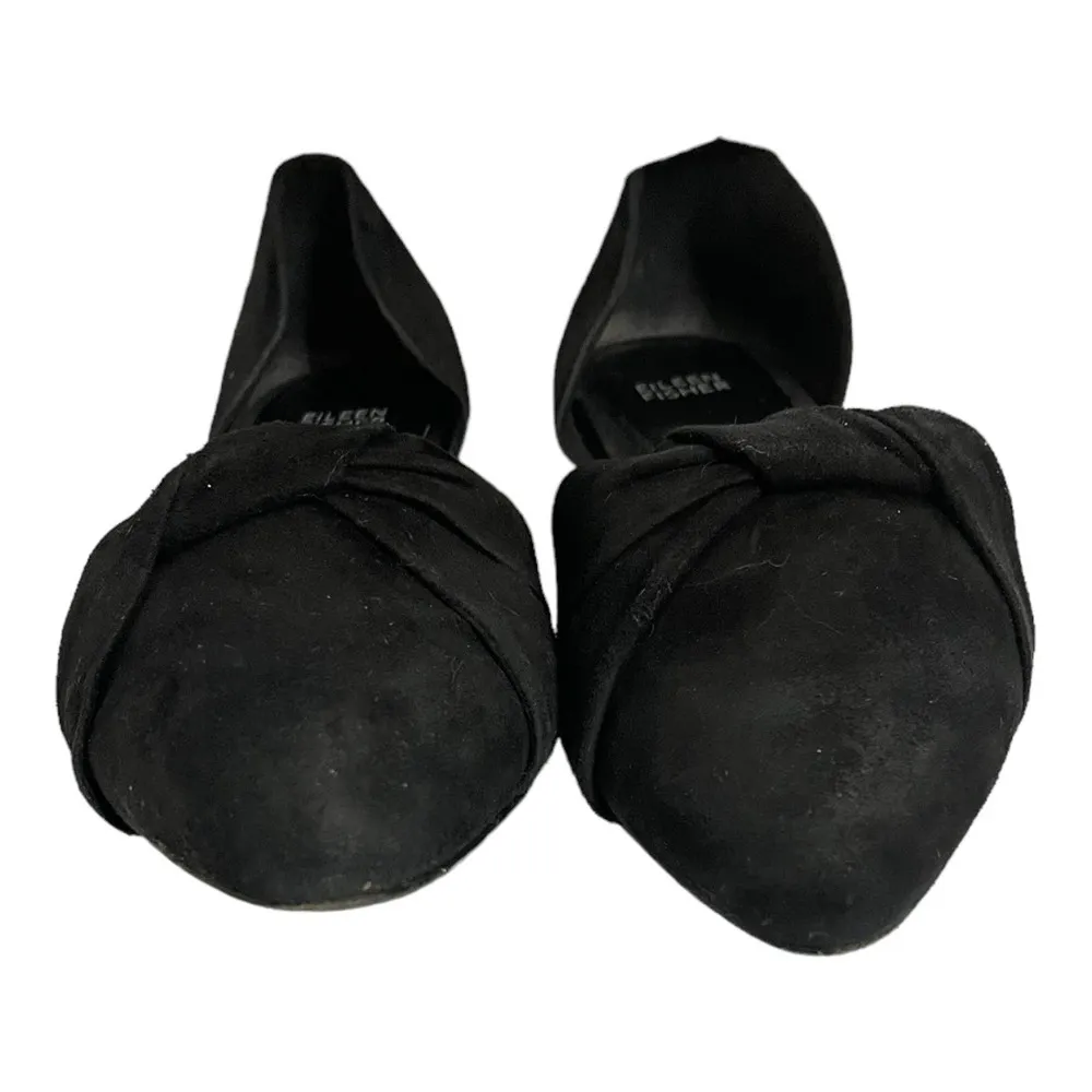 EILEEN FISHER Fuller Suede d'Orsay Flat Black Pointed Toe Leather Shoes 8 EUC - Image 6