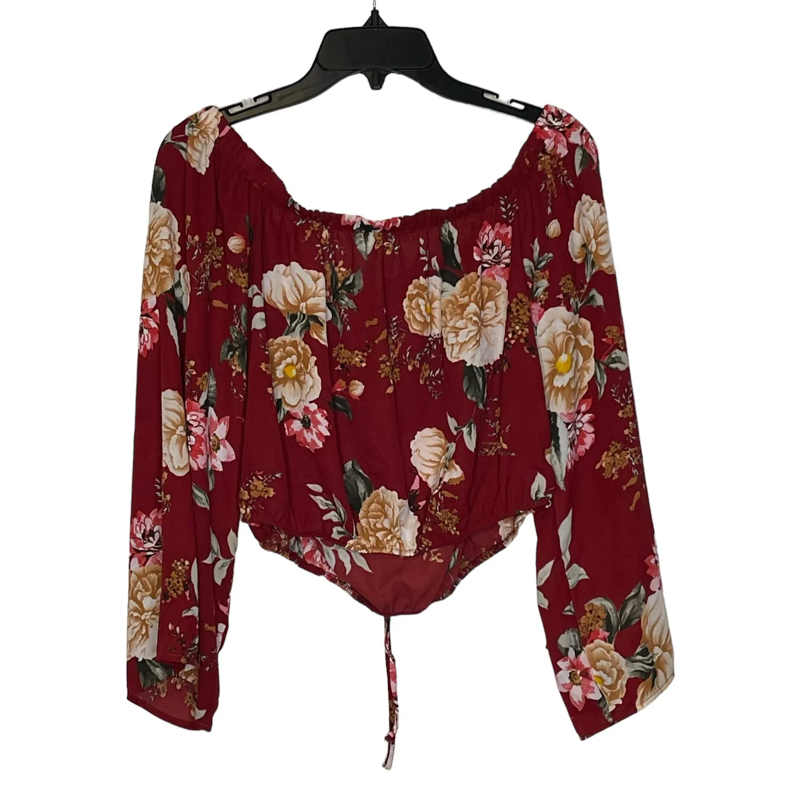 Altard State Boho Floral Off Shoulder Crop Top Longsleeve Tie Front Women Medium - Image 8