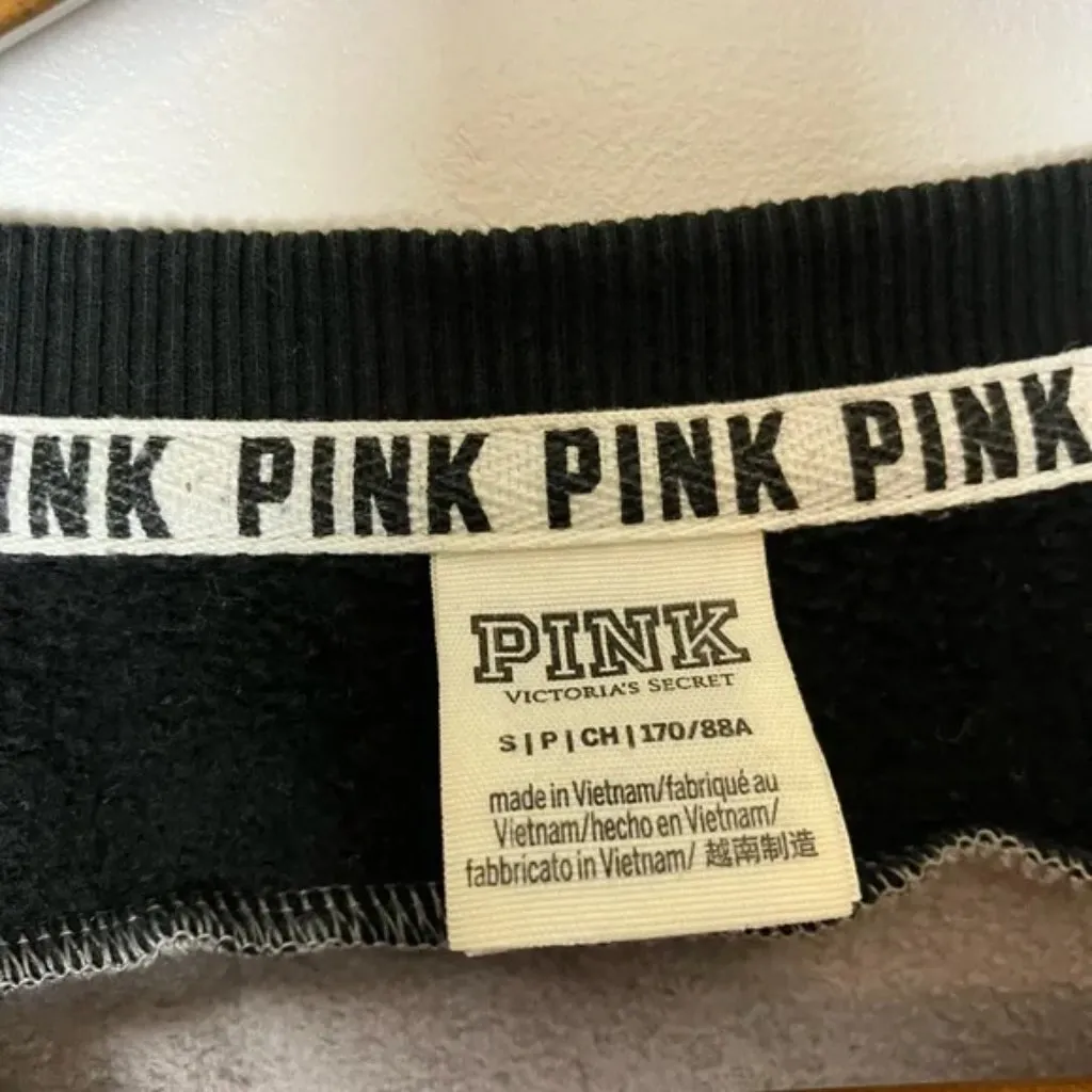 VS Pink Victoria's Secret Gray Black & White Collegiate Sweatshirt - Image 3