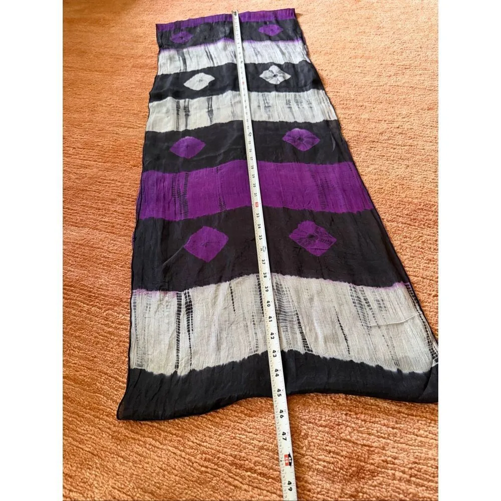 Abstract Infinity Scarf Purple Black Gray Silk Feel Lightweight - Image 3